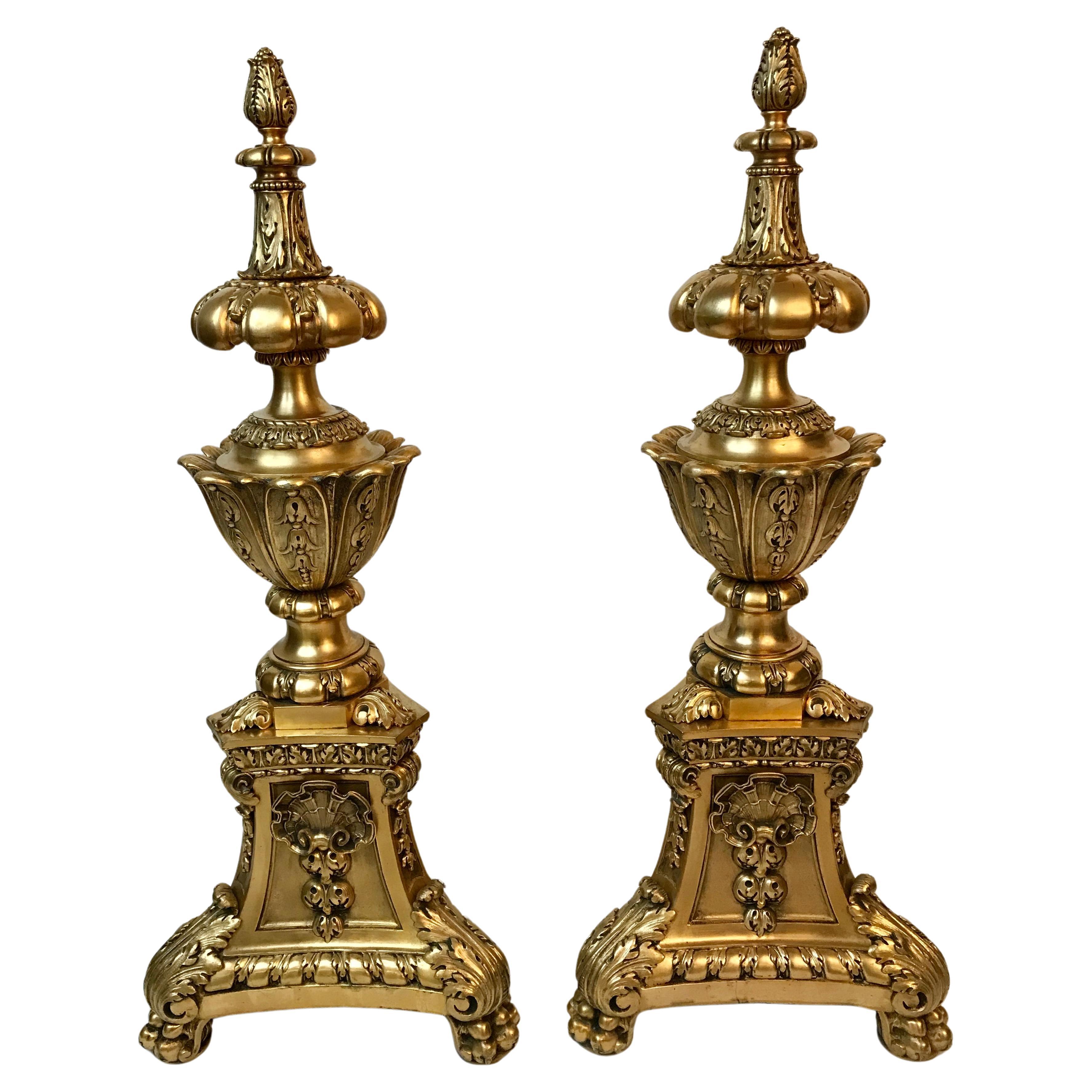 Paar Ormolu-Bronze-Andirons im Angebot