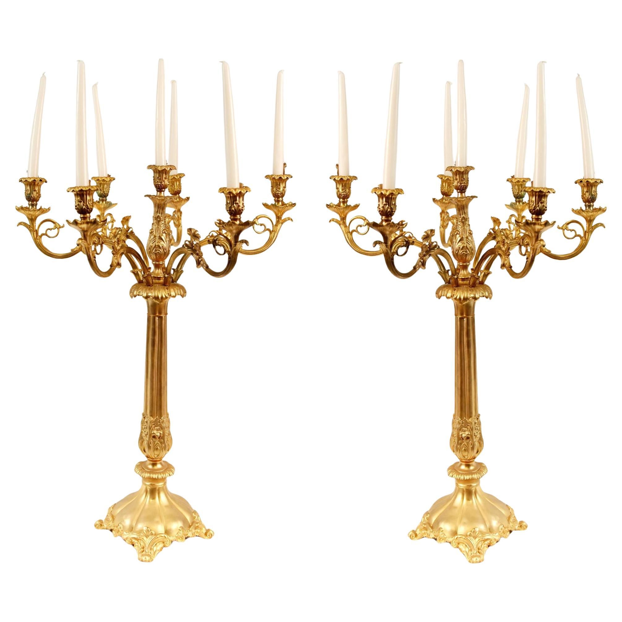 Paire de candélabres en bronze doré Matthew Boulton Victorien
