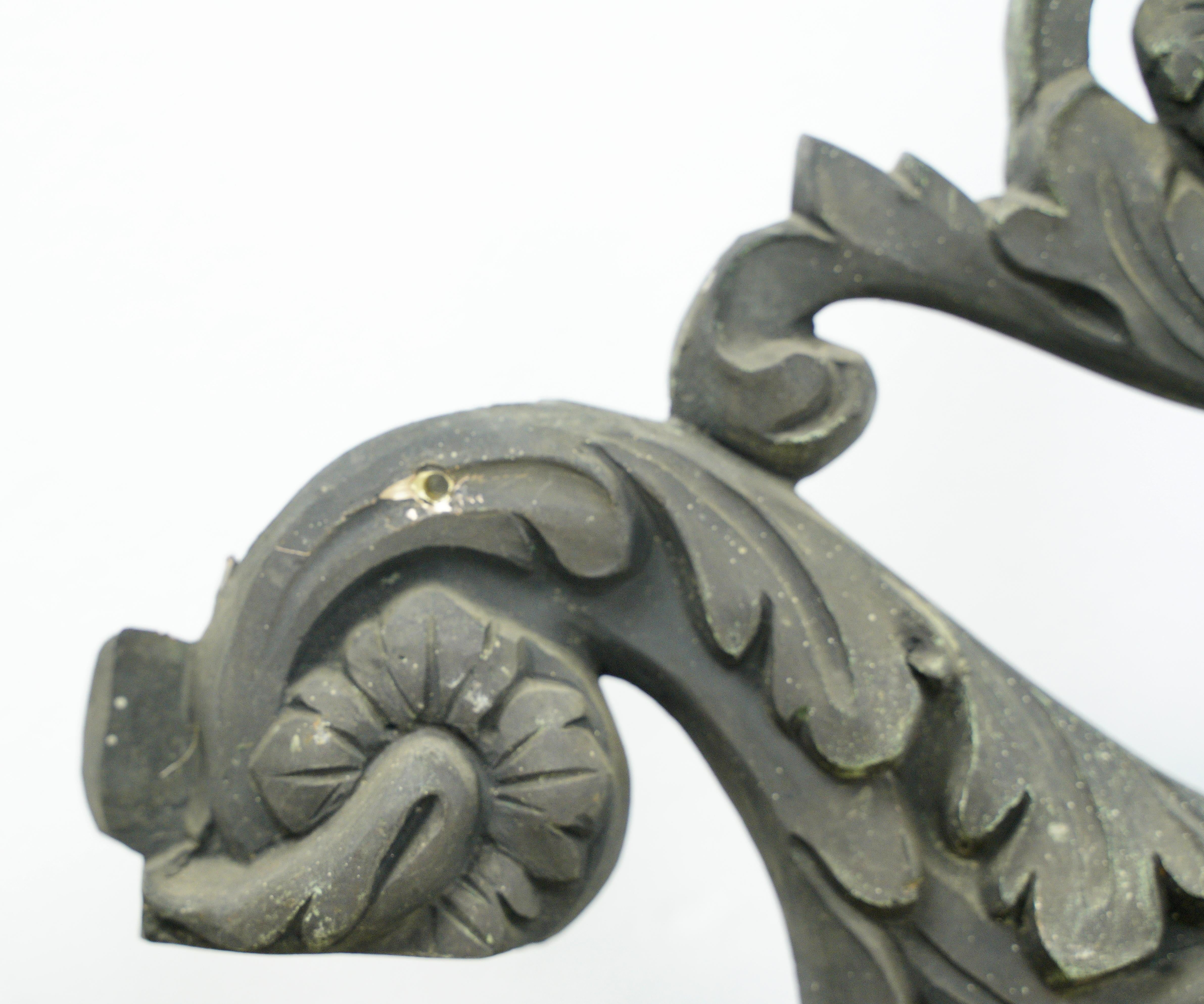 Pair Ornate Verdigris Cast Bronze Architectural Pediments For Sale 5