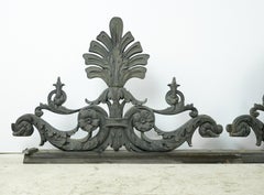 Pair Ornate Verdigris Cast Bronze Architectural Pediments