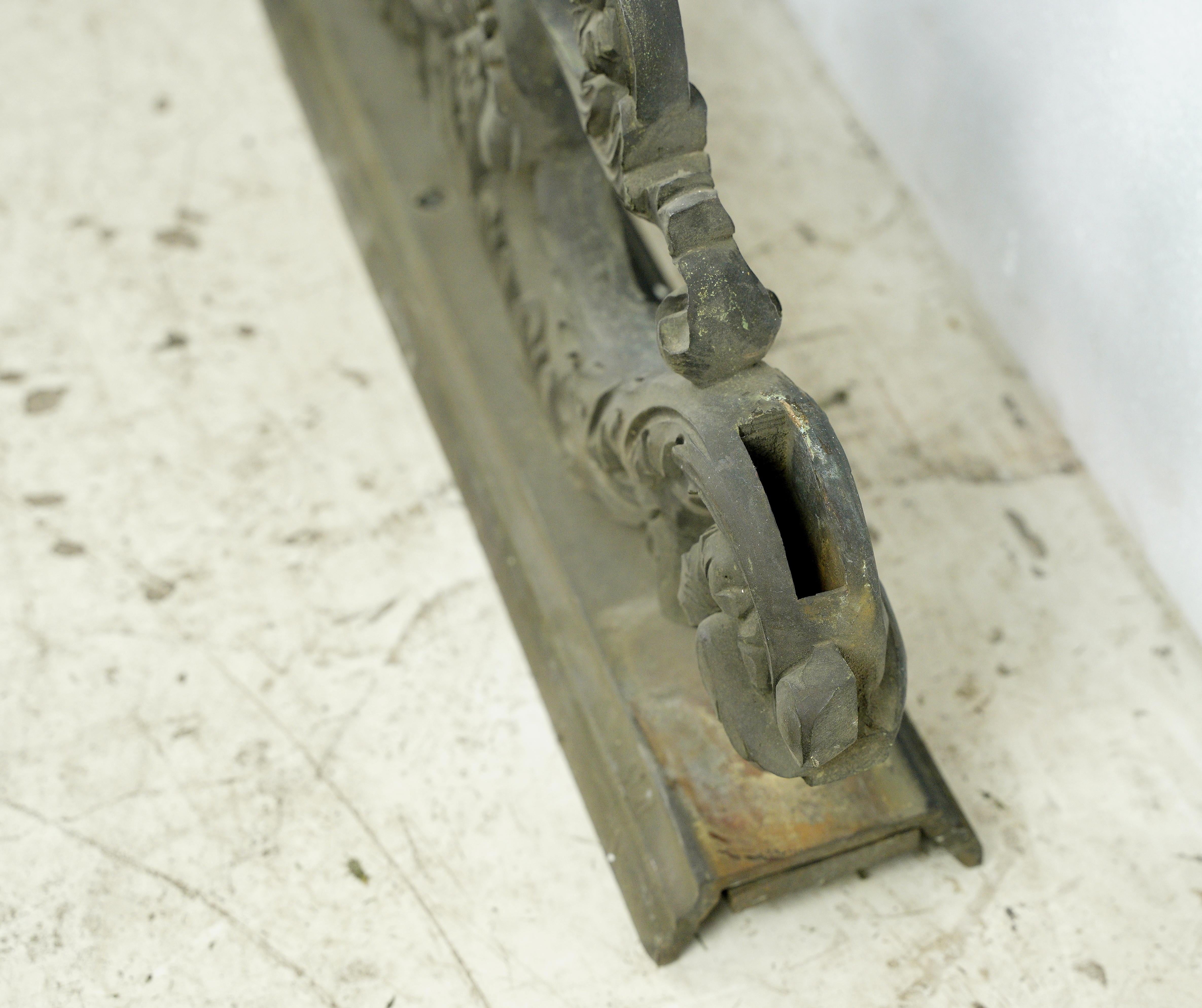 Pair Ornate Verdigris Cast Bronze Architectural Pediments For Sale 2