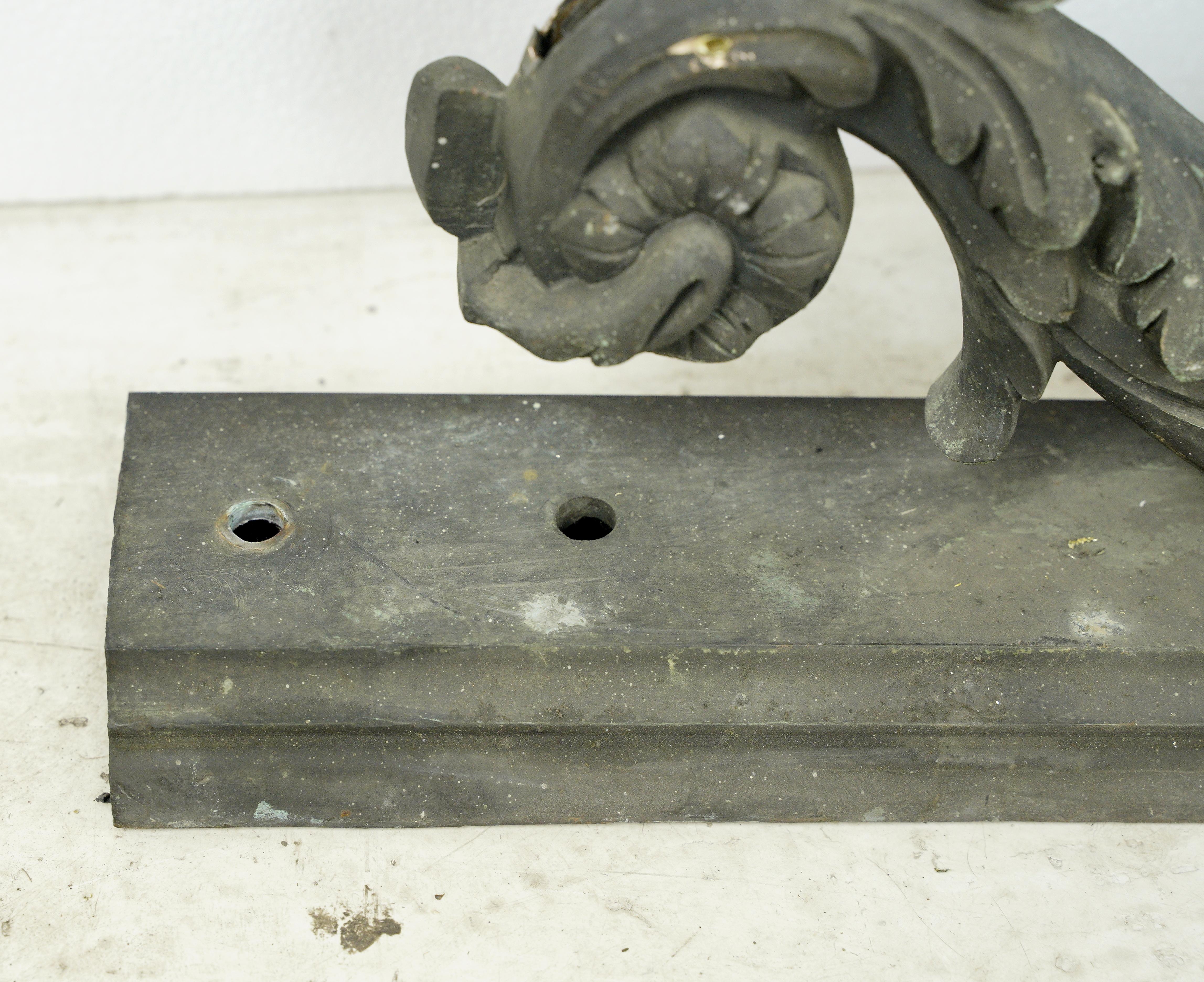 Pair Ornate Verdigris Cast Bronze Architectural Pediments For Sale 4