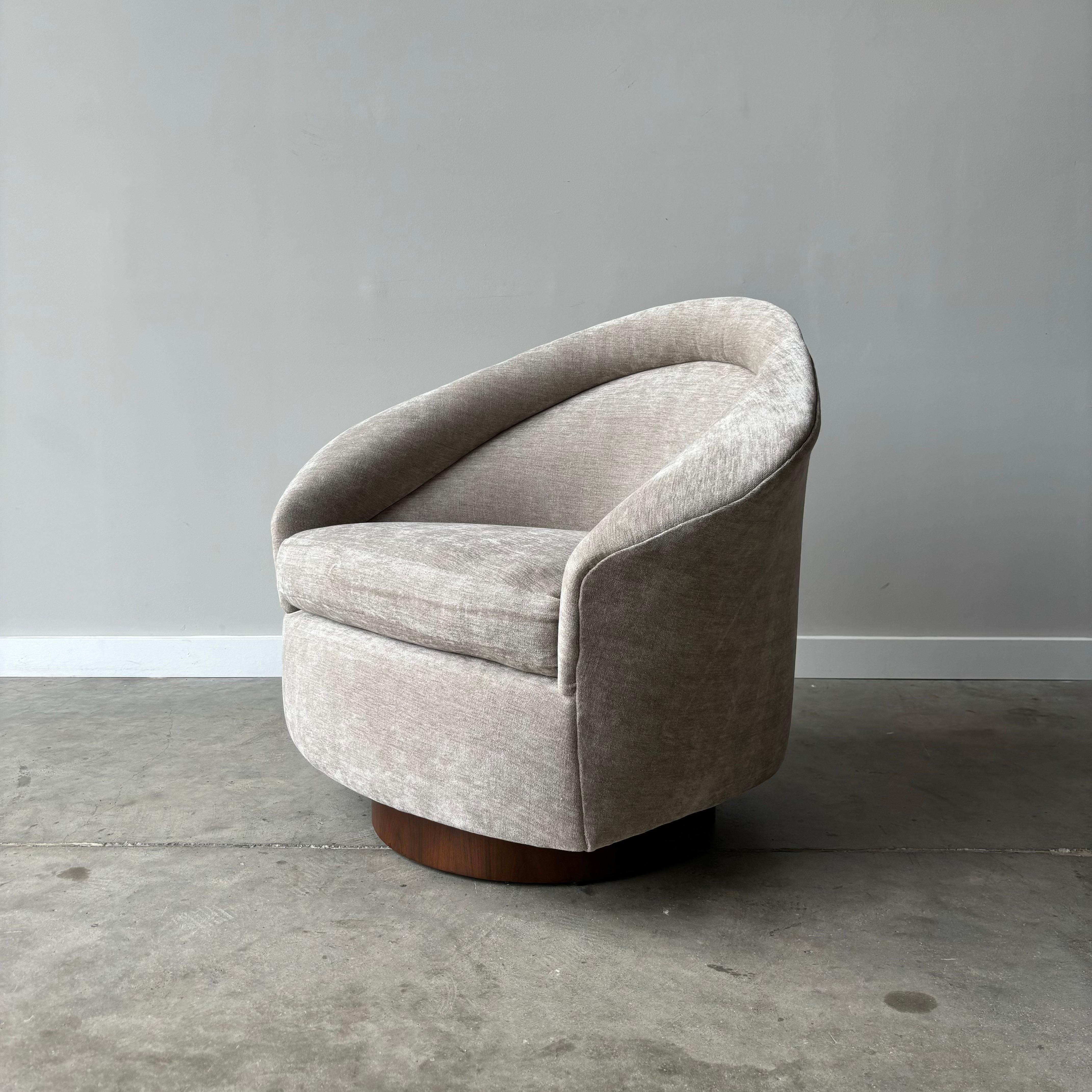 Mid-Century Modern Pair of Adrian Pearsall Swivel Rockers, Newly Upholstered in Velvet, 1970s