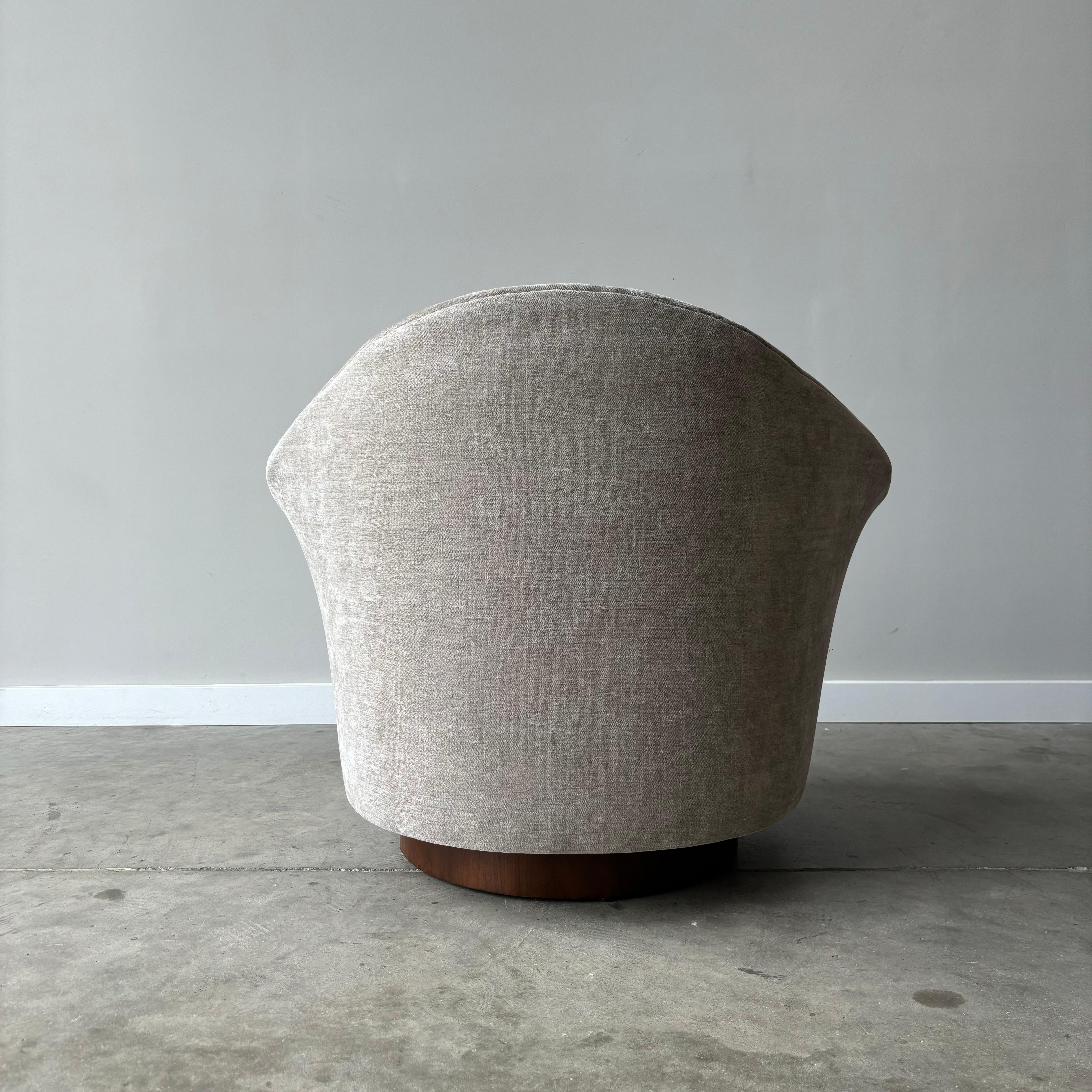Pair of Adrian Pearsall Swivel Rockers, Newly Upholstered in Velvet, 1970s In Good Condition In Raleigh, NC
