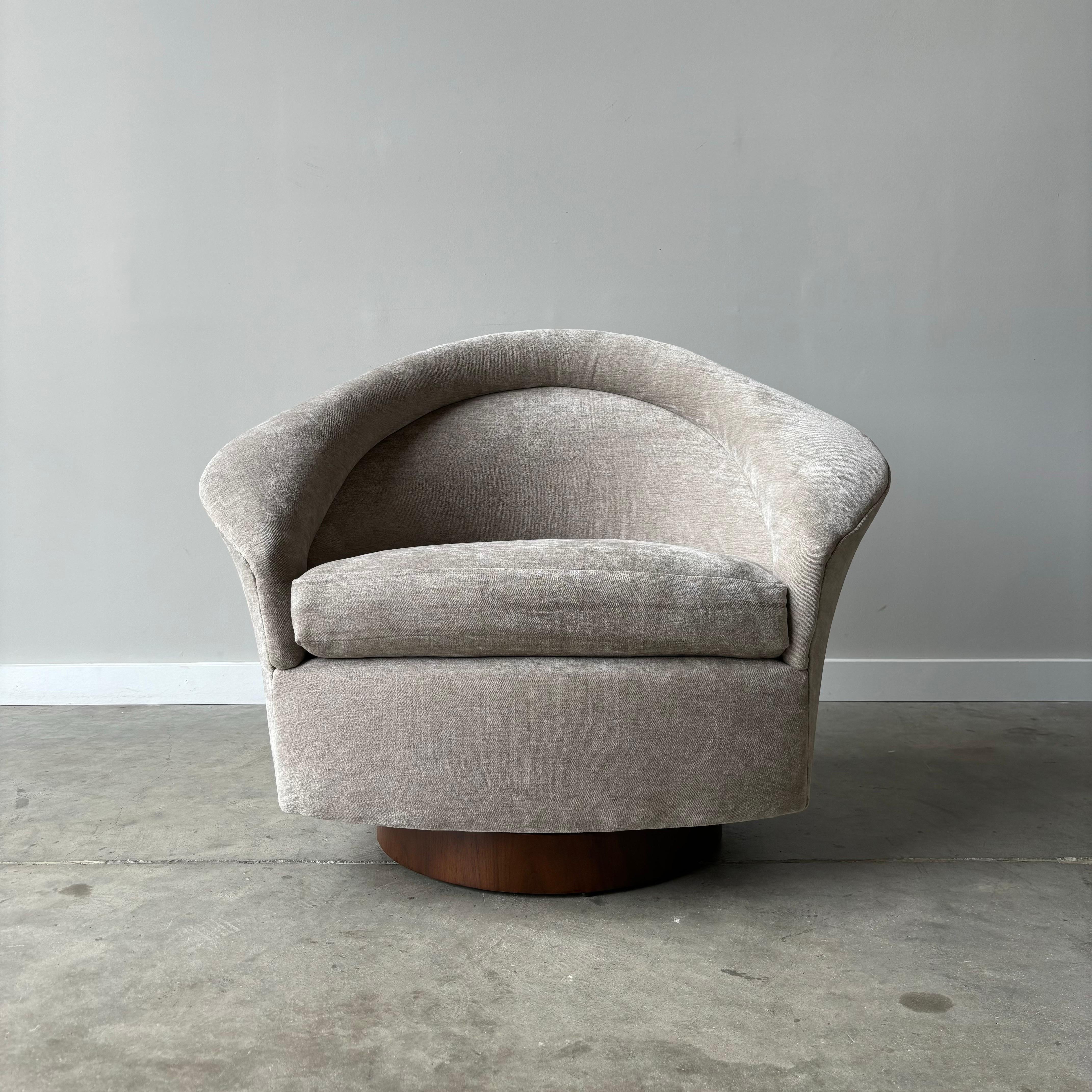 Late 20th Century Pair of Adrian Pearsall Swivel Rockers, Newly Upholstered in Velvet, 1970s