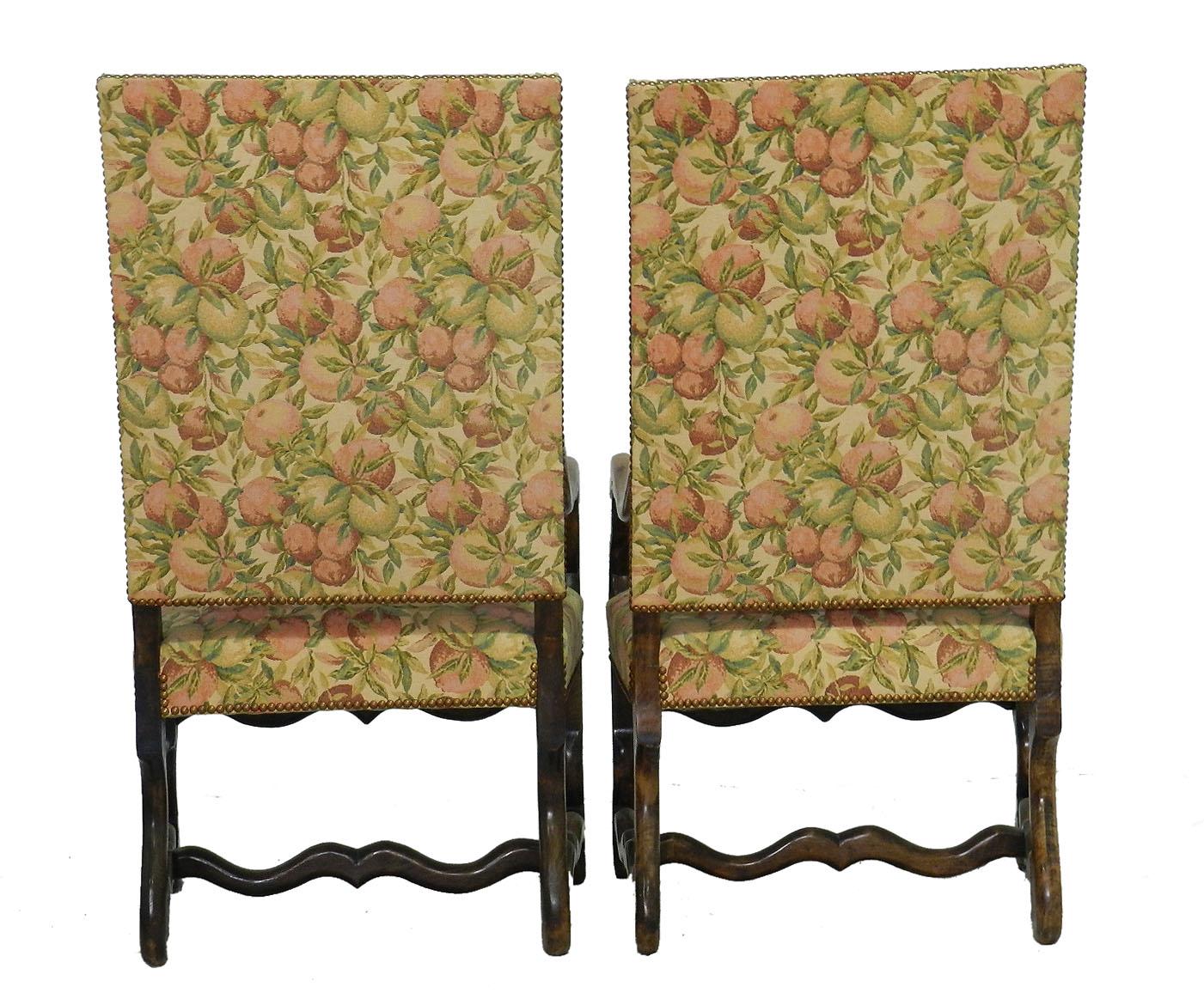 Pair of Os de Mouton Open Armchairs French 19th Century Throne Chairs Walnut In Good Condition In Labrit, Landes