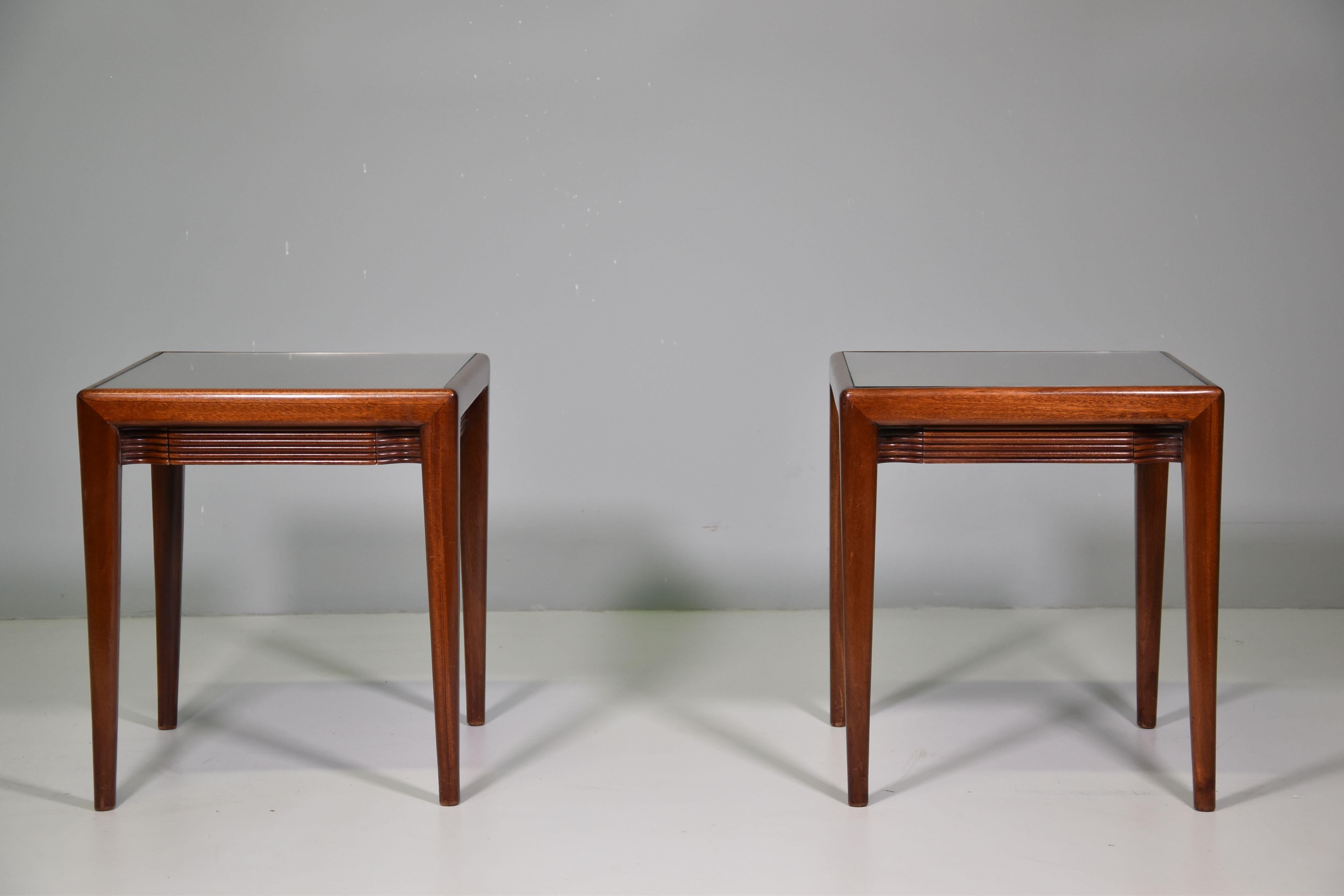 Wood Pair Osvaldo Borsani for Arredamenti Borsani Varedo Low Tables Original Label