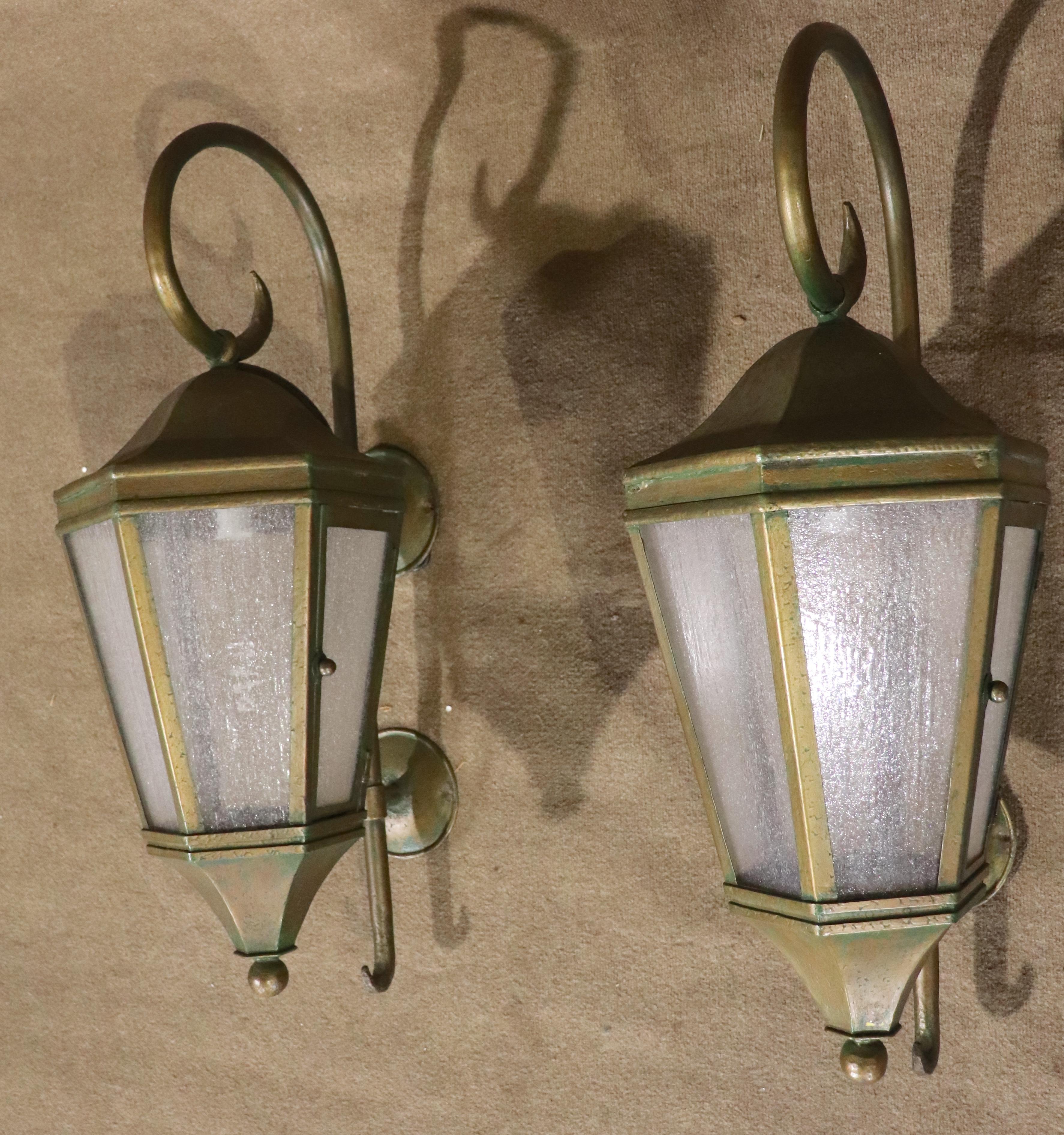 Pair Outdoor Sconces In Good Condition For Sale In Brooklyn, NY