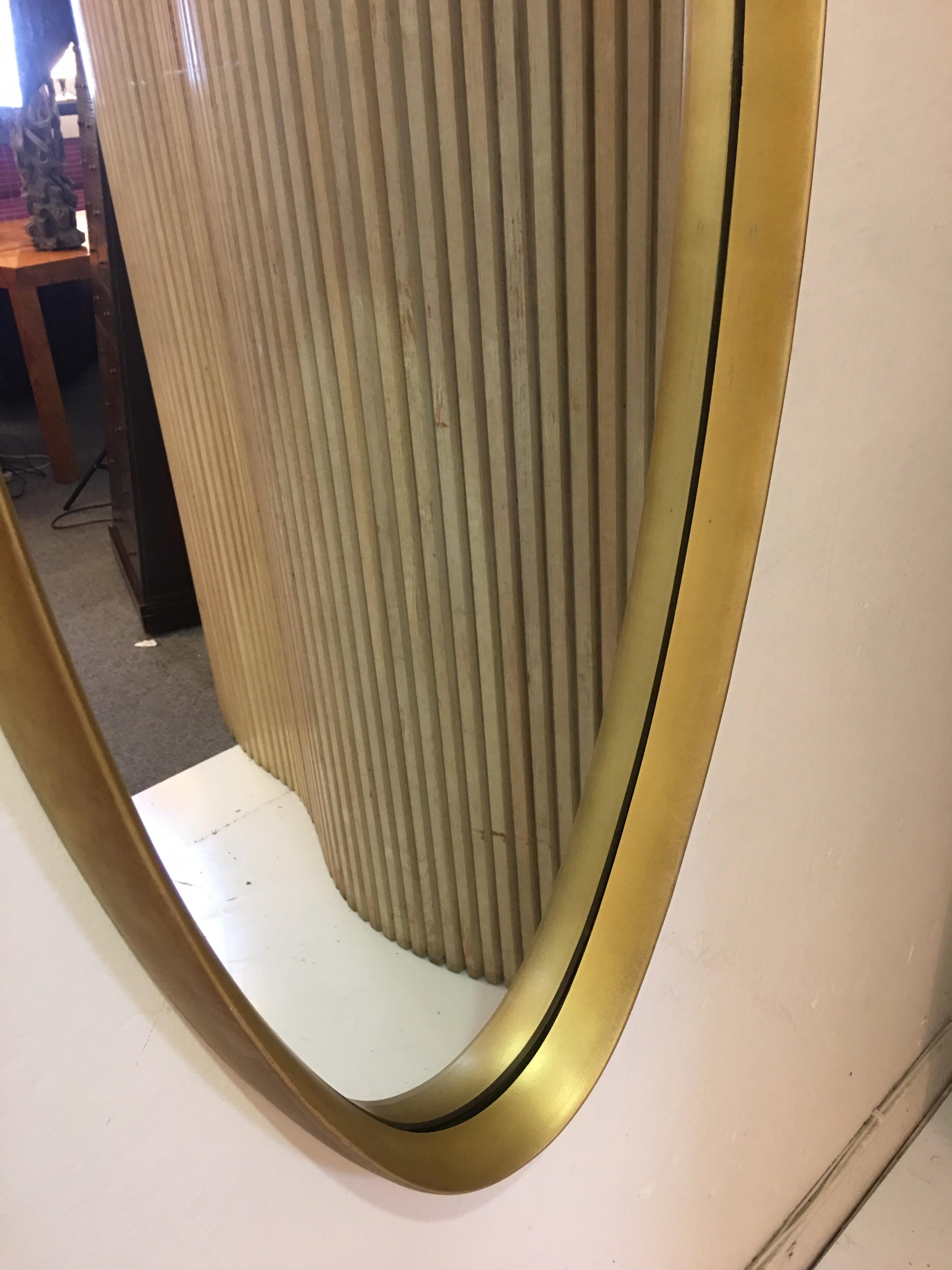 Mid-Century Modern Pair of Oval Gilt 1960s Mirrors
