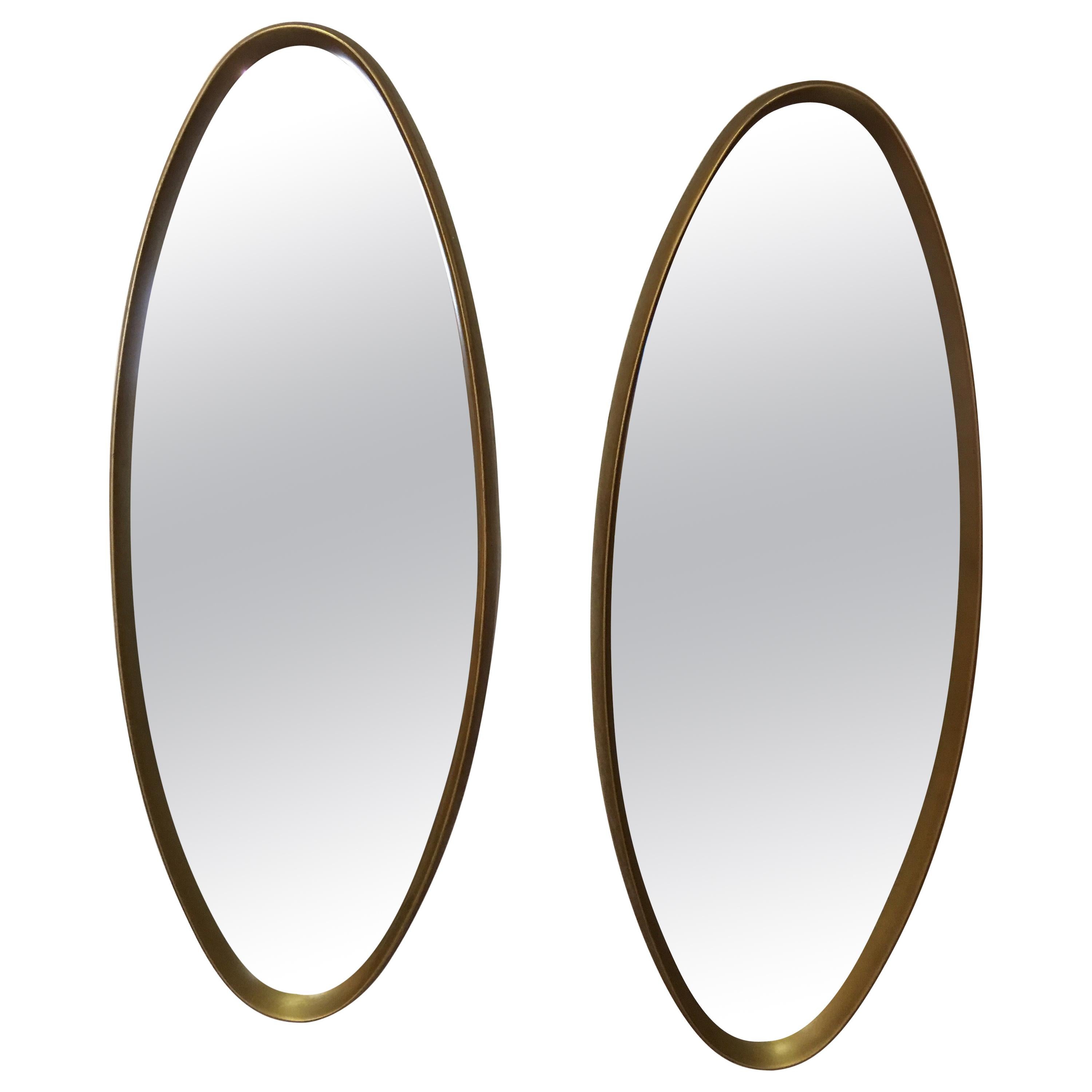 Pair of Oval Gilt 1960s Mirrors