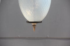 Pair of Oval Murano Seguso Glass Iridescent Ceiling Lanter Chandelier Midcentury