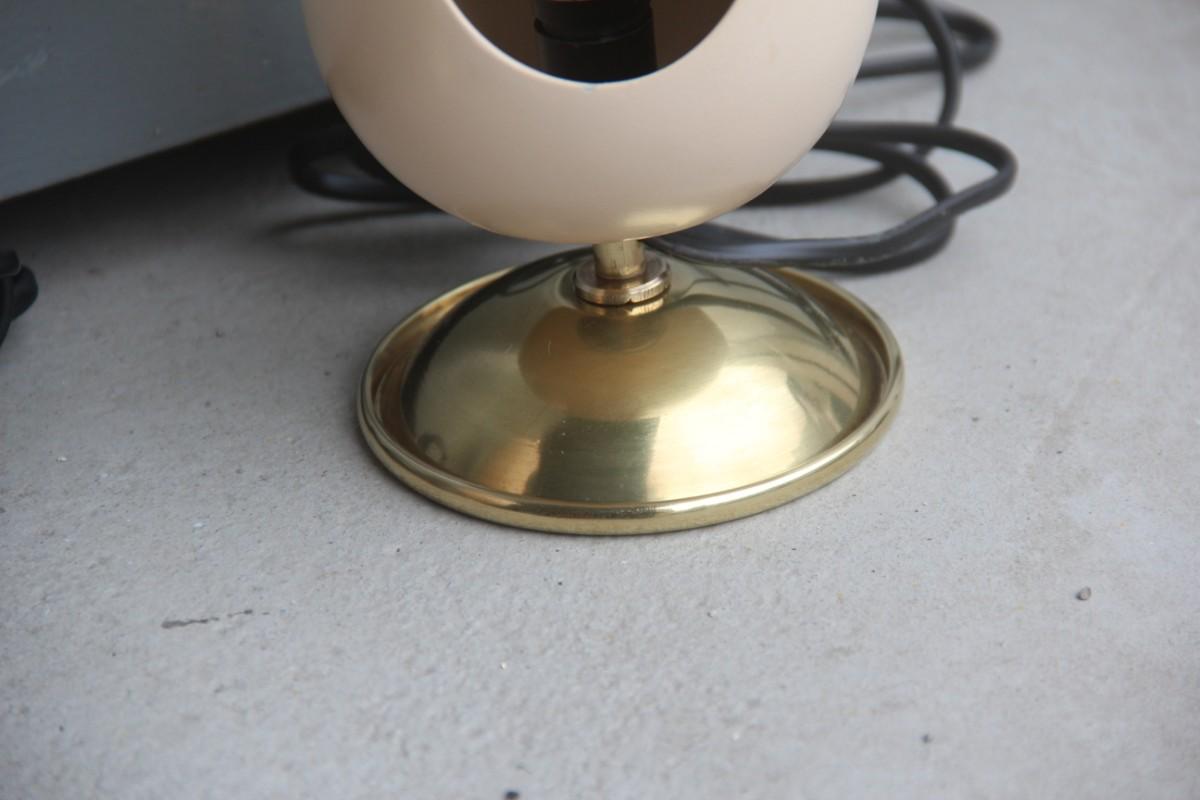 Pair of Oval Table Lamp Midcentury Italian Design Brass Gold Ceramic Eclipse In Good Condition In Palermo, Sicily