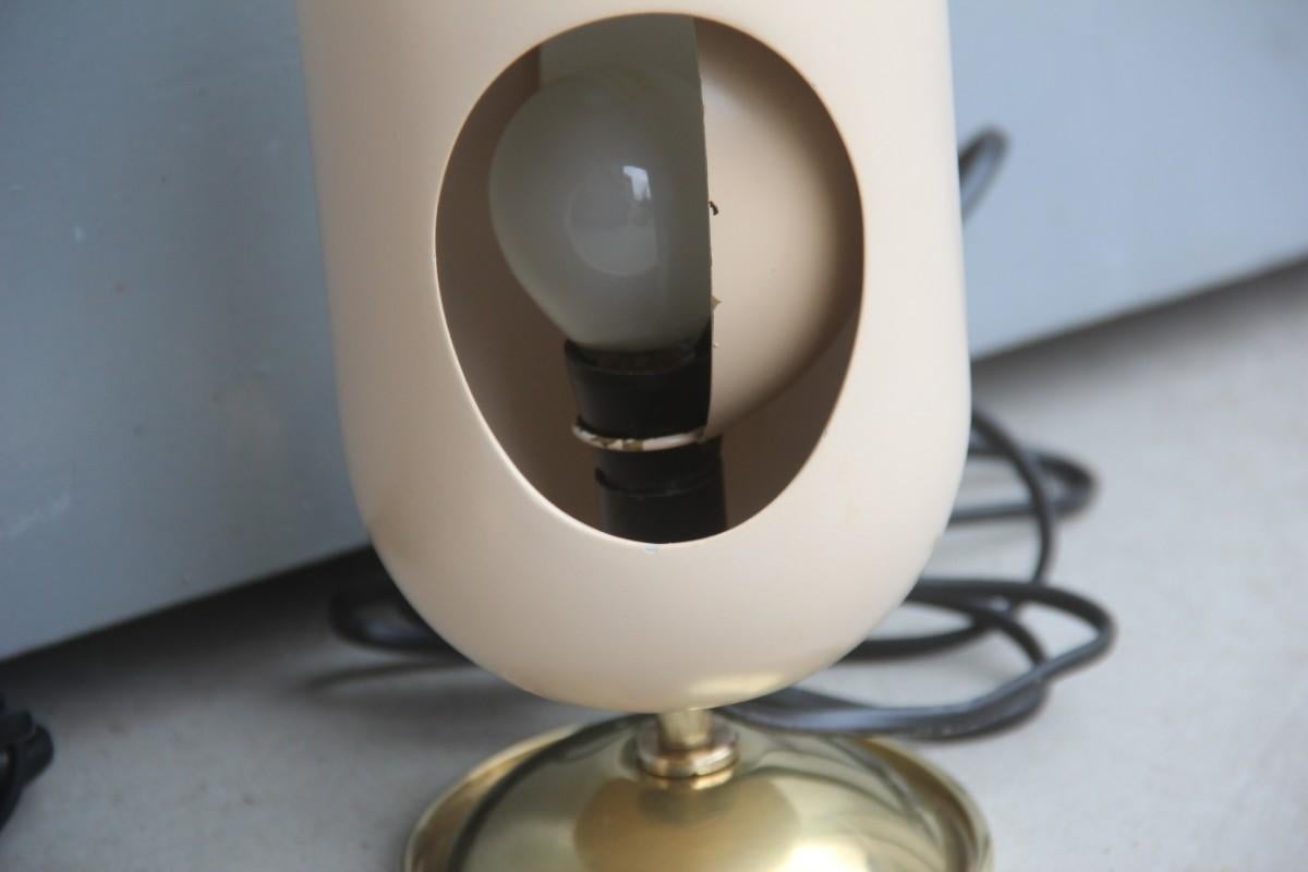 Mid-20th Century Pair of Oval Table Lamp Midcentury Italian Design Brass Gold Ceramic Eclipse