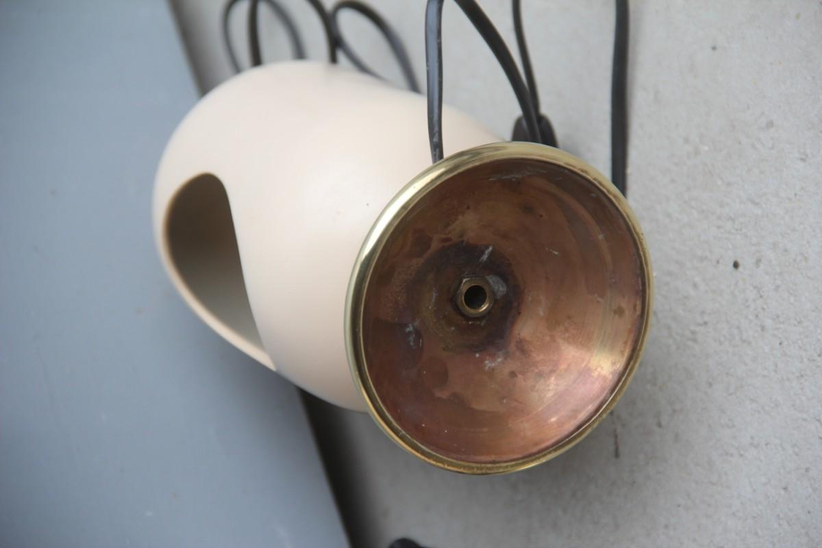 Pair of Oval Table Lamp Midcentury Italian Design Brass Gold Ceramic Eclipse 1