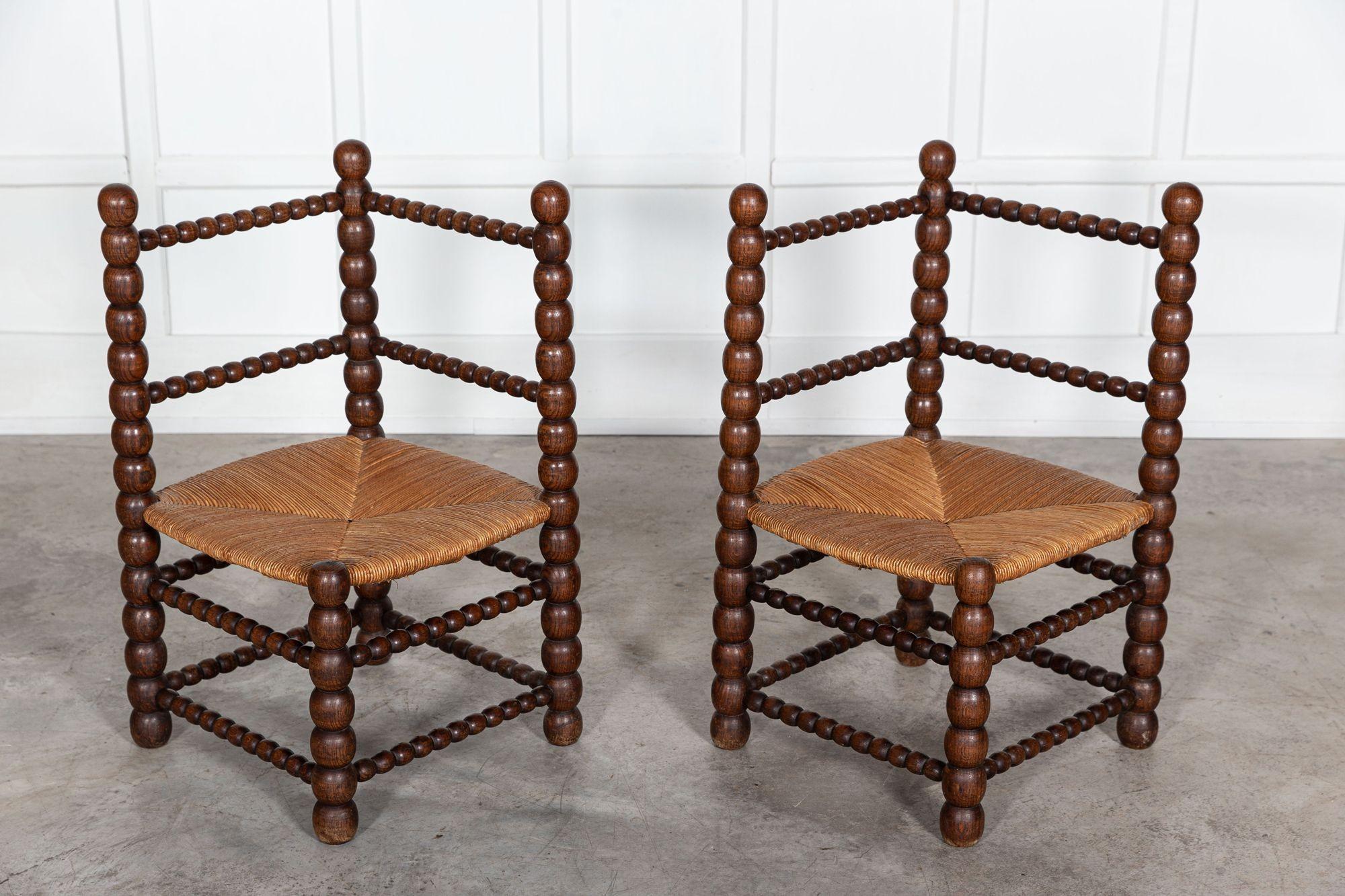 Pair Oversized 19th C French Oak Bobbin Chairs In Good Condition In Staffordshire, GB