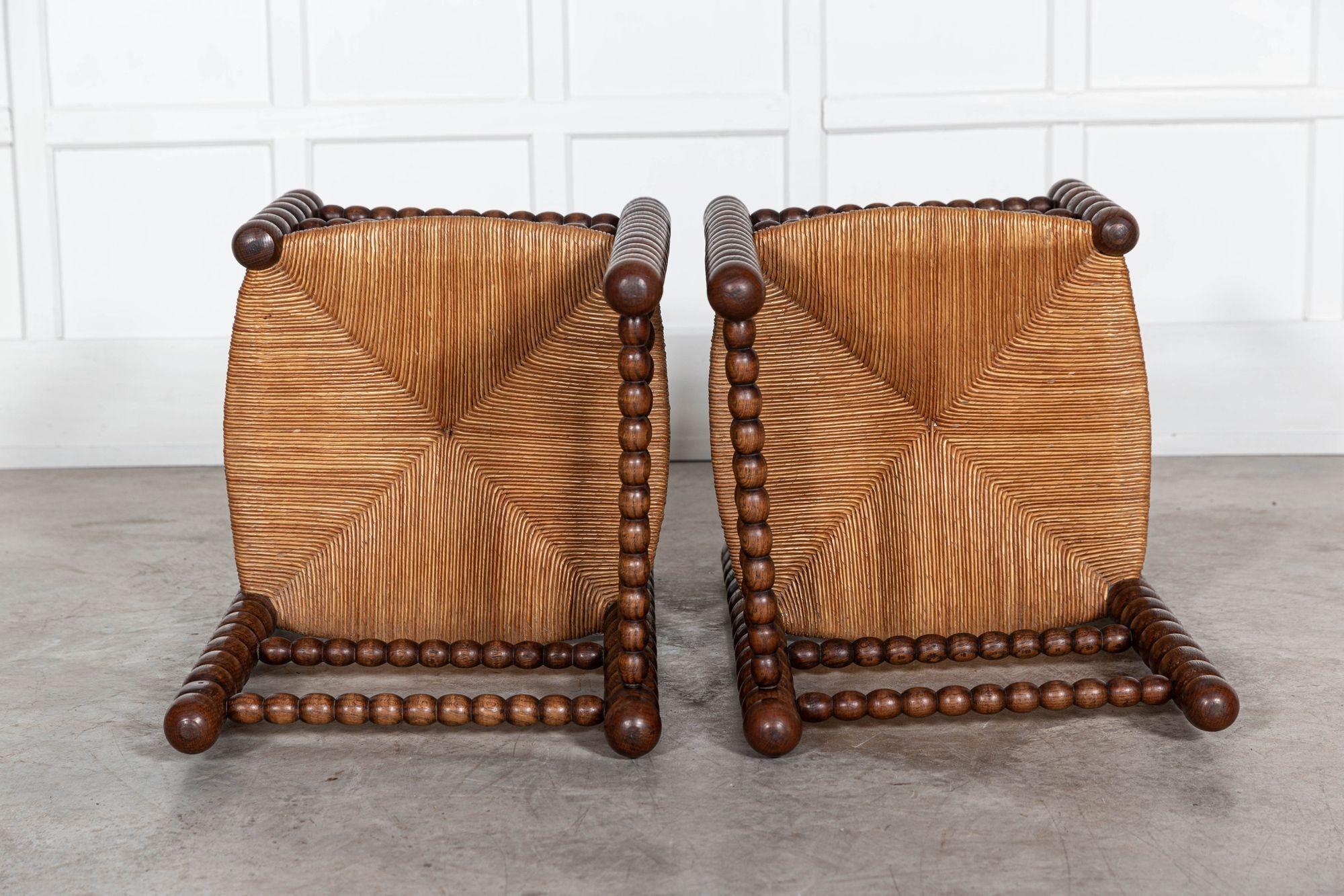 19th Century Pair Oversized 19th C French Oak Bobbin Chairs