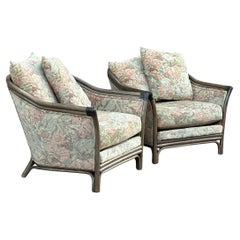 Pair Oversized Bamboo Lounge Chairs by Whitecraft Rattan Inc. of Miami