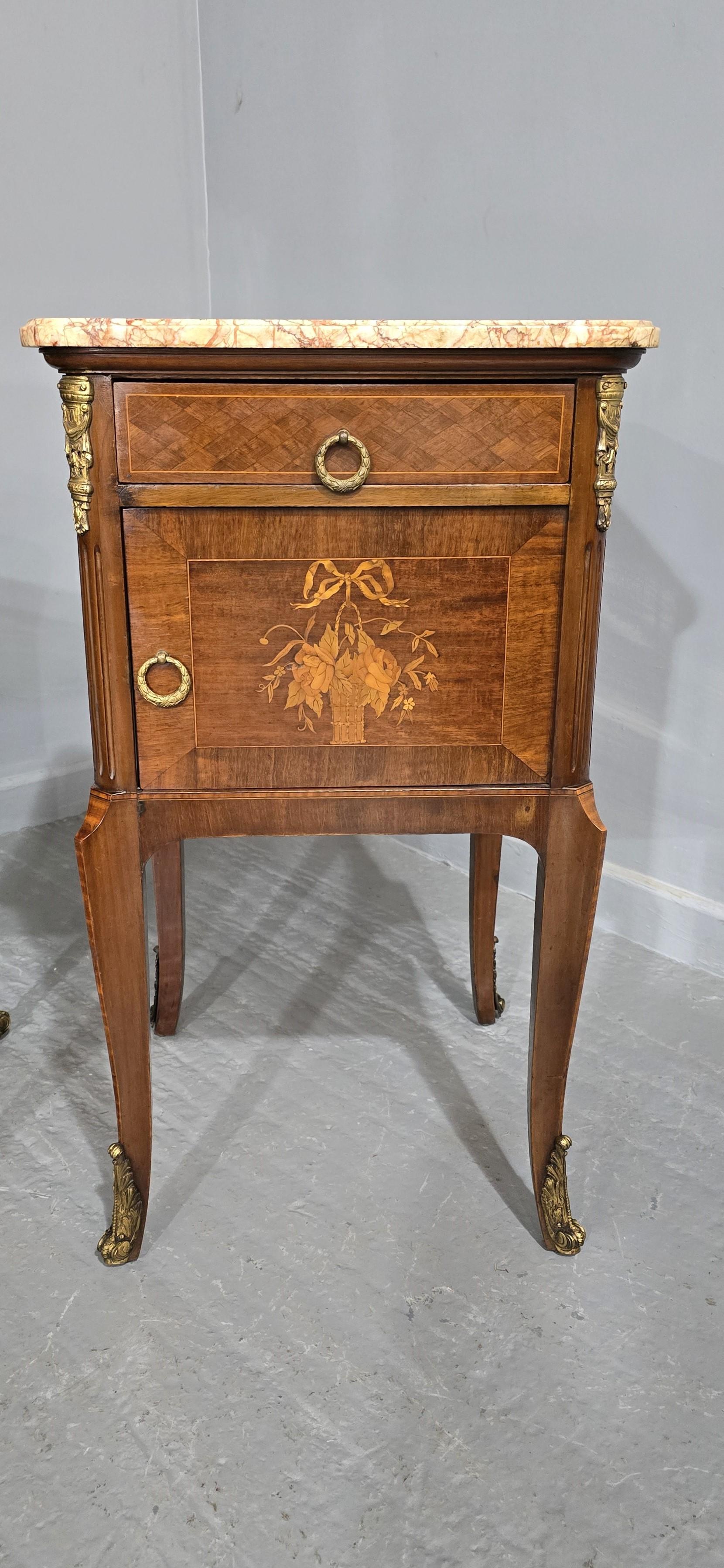French Provincial Pair Oversized French Bedside Lamp Cabinets For Sale