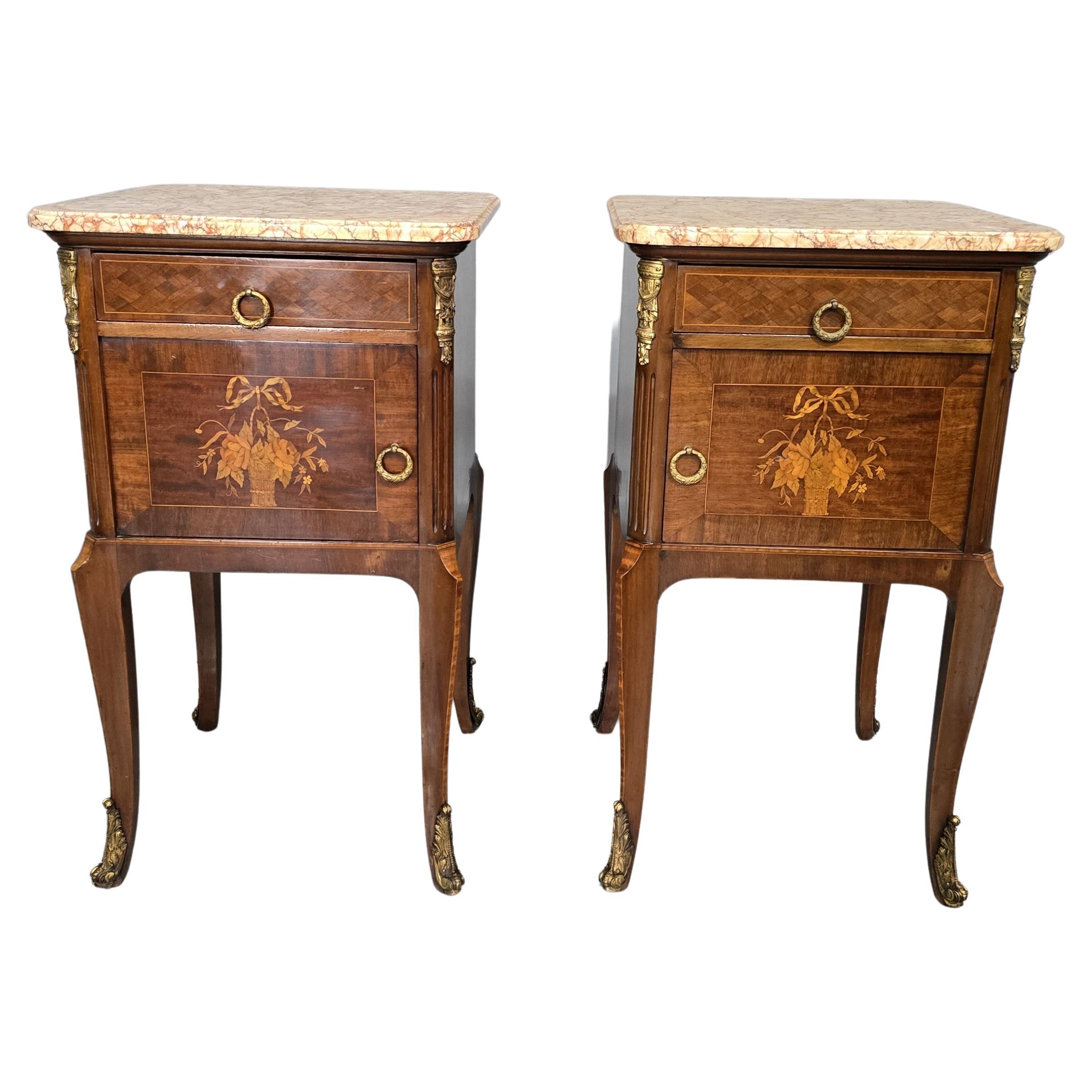Pair Oversized French Bedside Lamp Cabinets For Sale