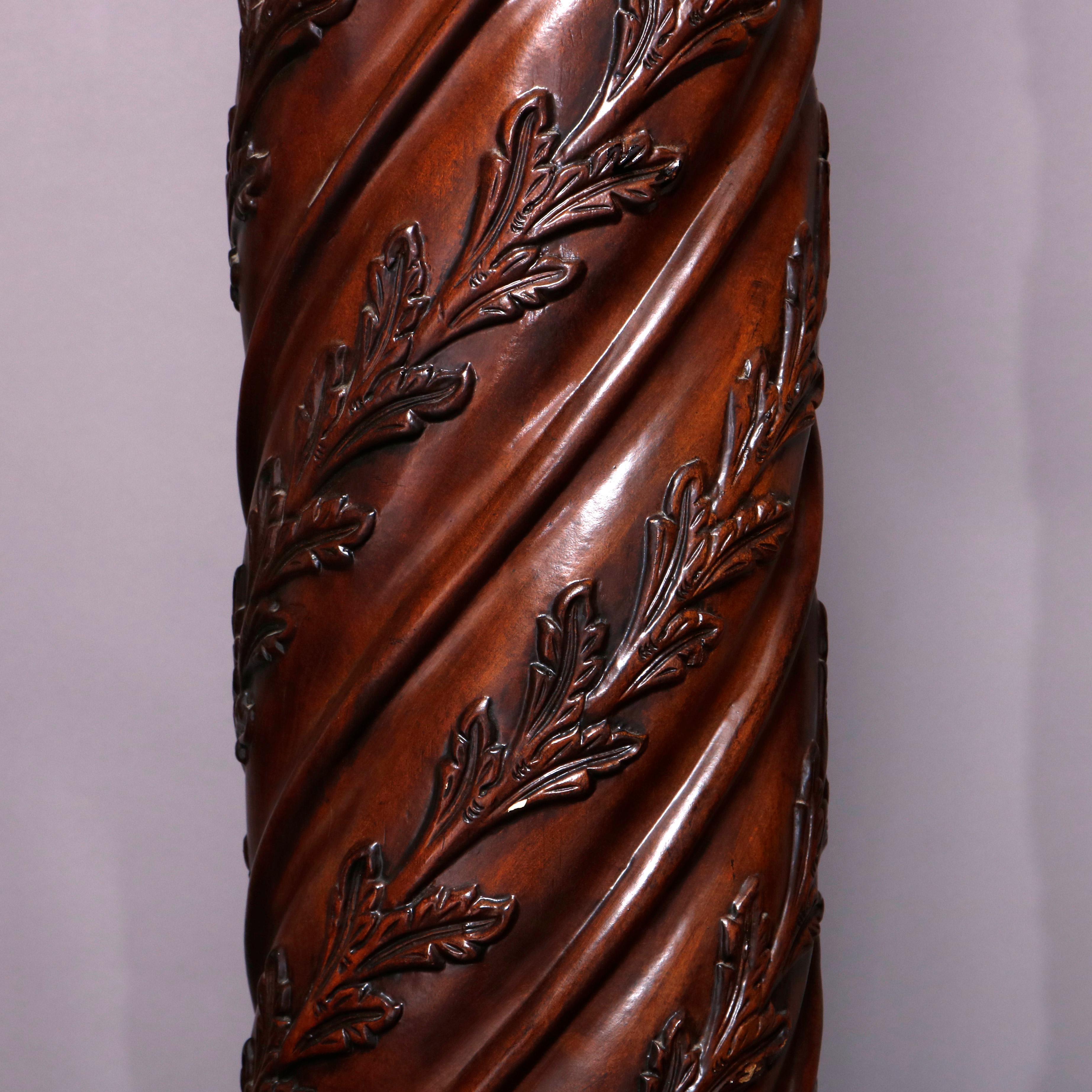 Classical Greek Pair of Oversized Mahogany and Composite Architectural Columns, 20th Century