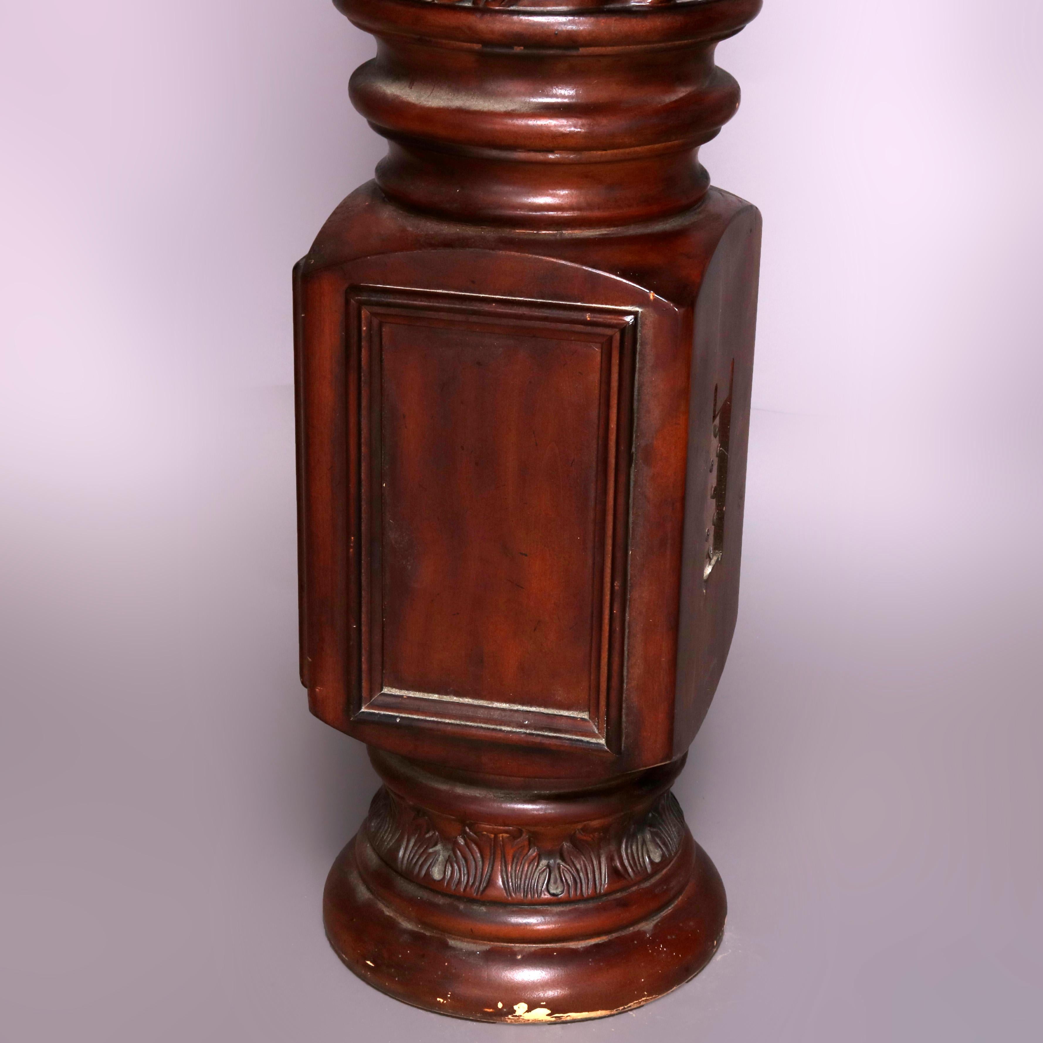 American Pair of Oversized Mahogany and Composite Architectural Columns, 20th Century