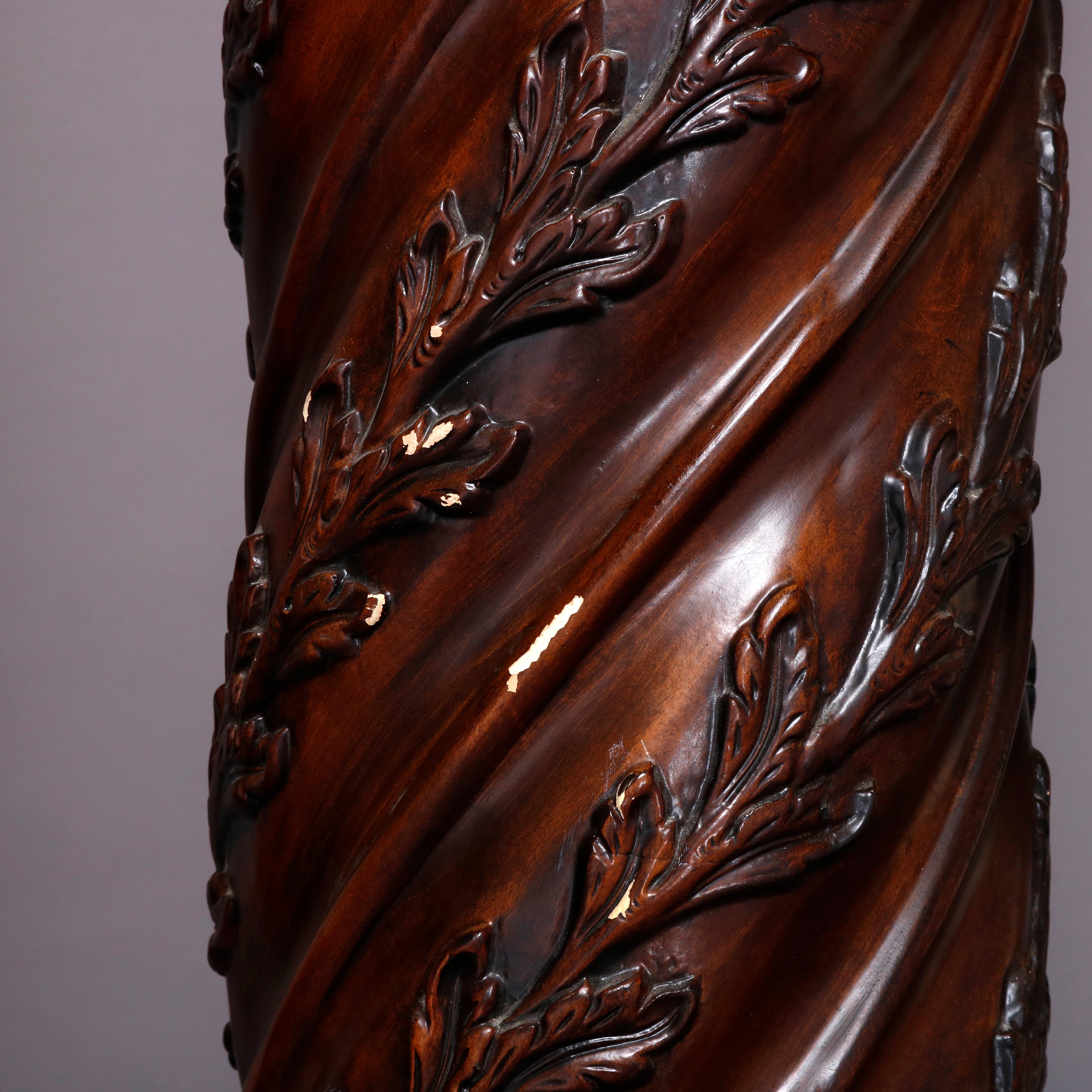 Pair of Oversized Mahogany and Composite Architectural Columns, 20th Century 1
