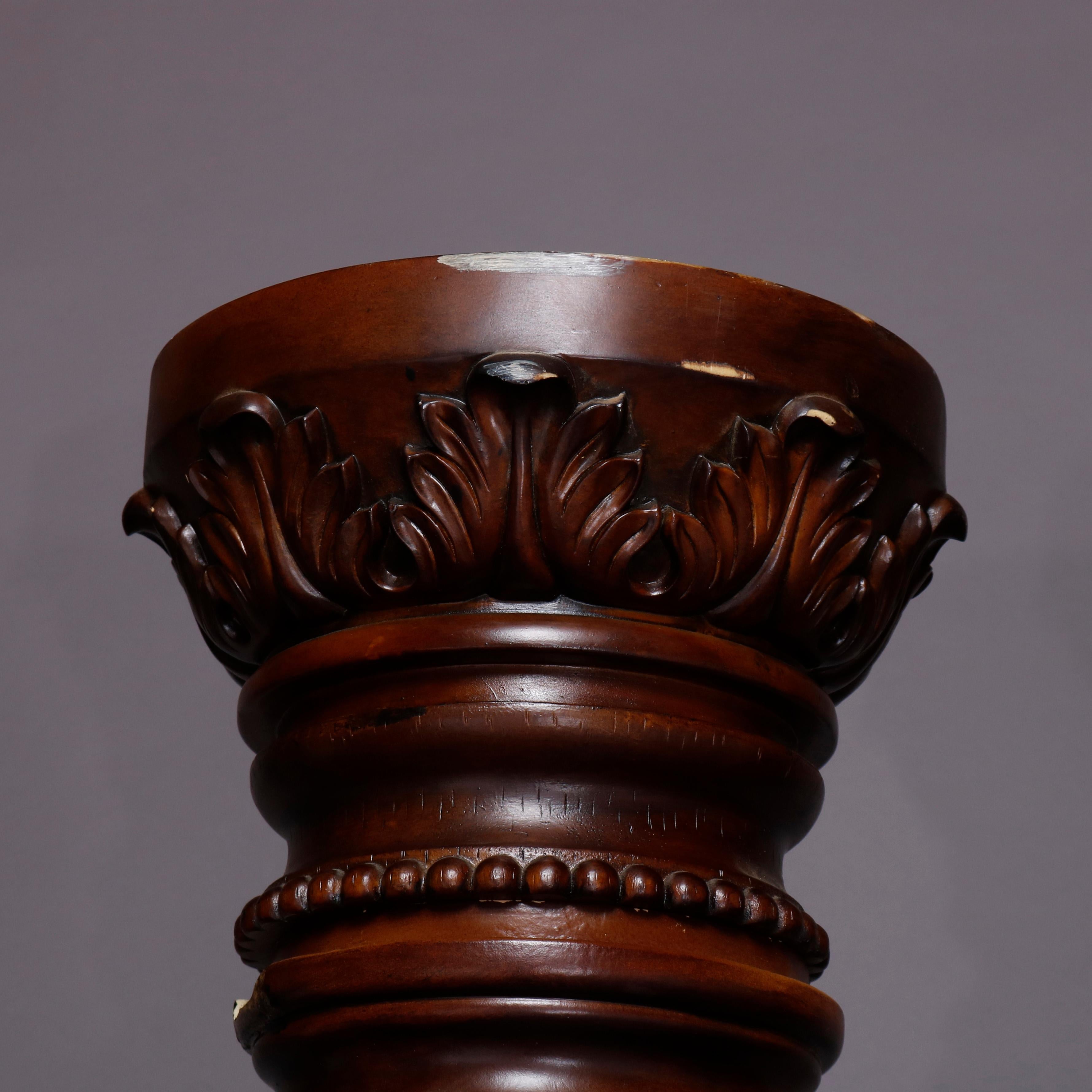 Pair of Oversized Mahogany and Composite Architectural Columns, 20th Century 3
