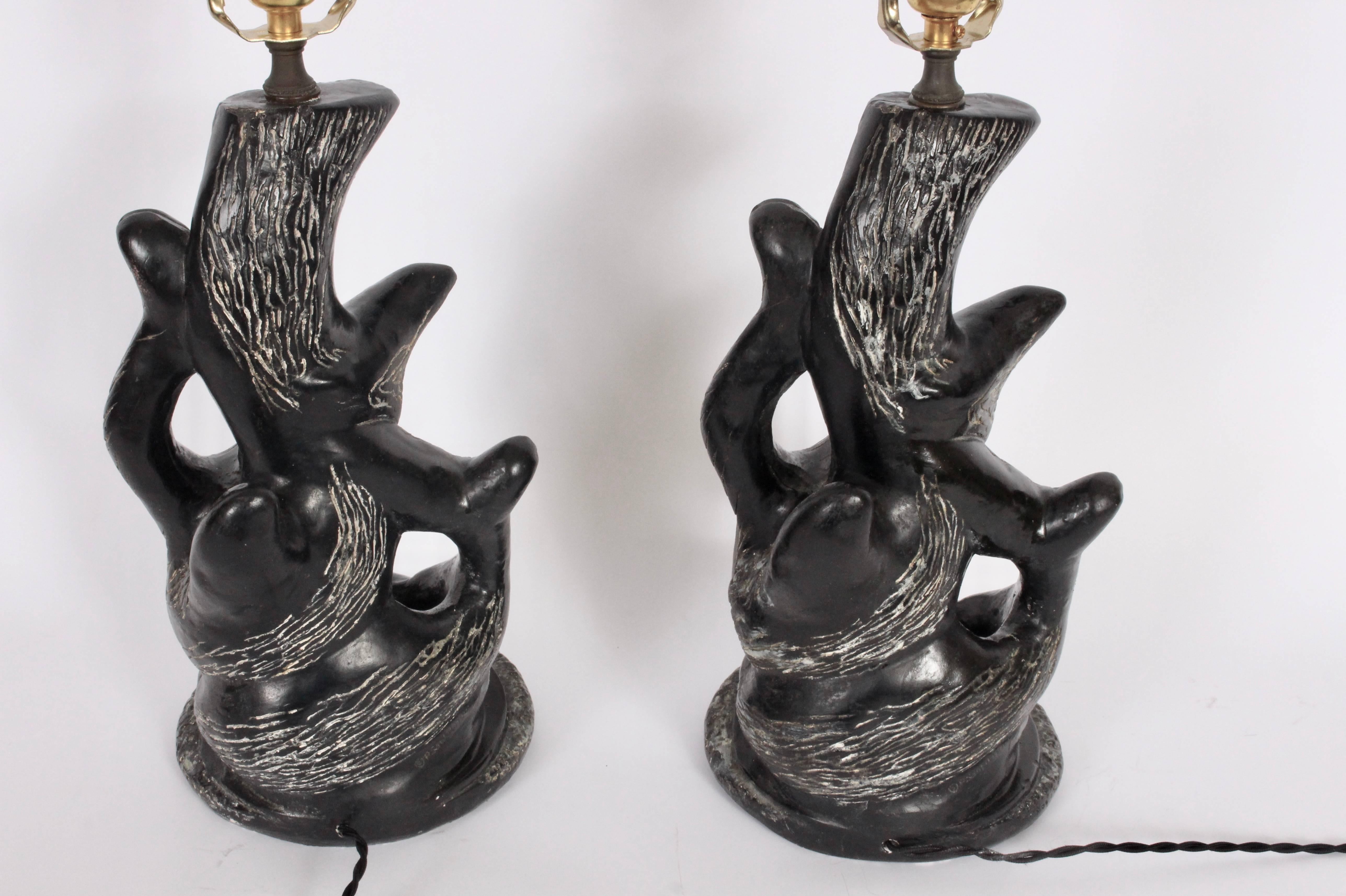 Organique P. Sanfilippo California Modern Lampes de table sculpturales noir et blanc, années 1950 en vente
