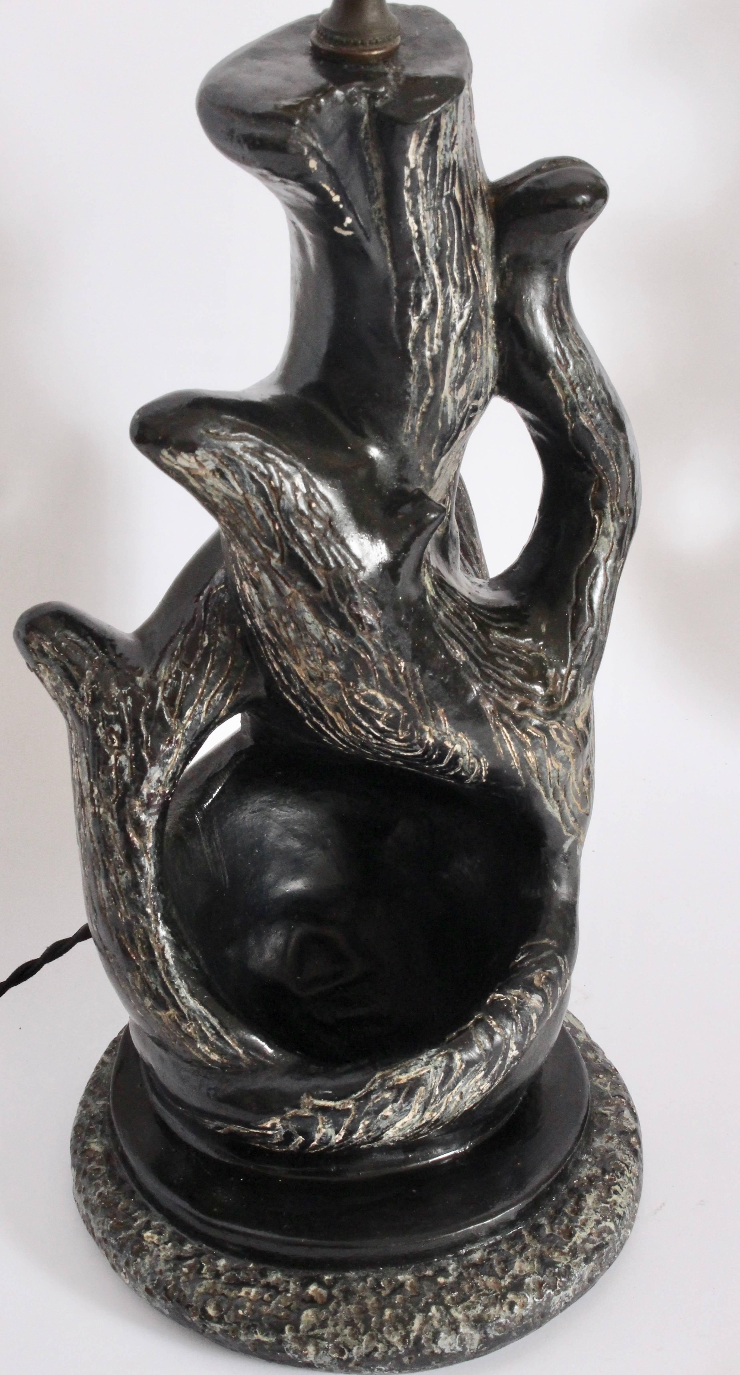 P. Sanfilippo California Modern Lampes de table sculpturales noir et blanc, années 1950 Bon état - En vente à Bainbridge, NY