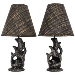 P. Sanfilippo California Modern Lampes de table sculpturales noir et blanc, années 1950