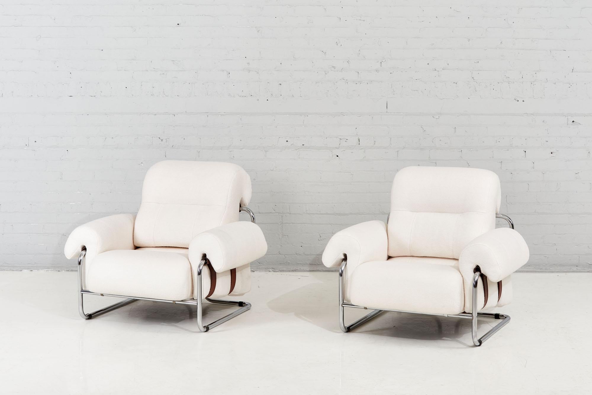 Late 20th Century Pair Pace Collection Tucroma Lounge Chairs by Guido Faleschini, Italy 1975