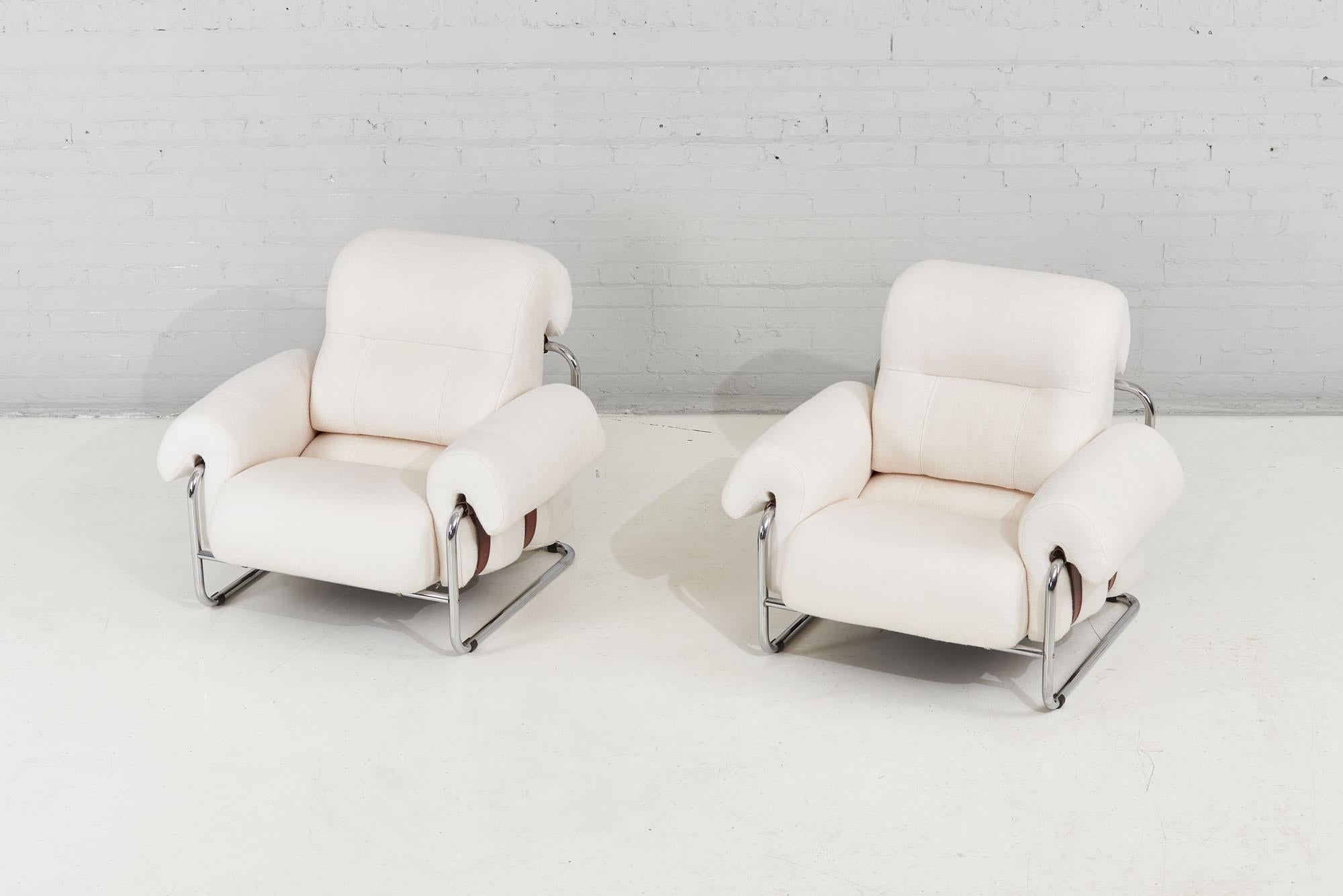 Leather Pair Pace Collection Tucroma Lounge Chairs by Guido Faleschini, Italy 1975
