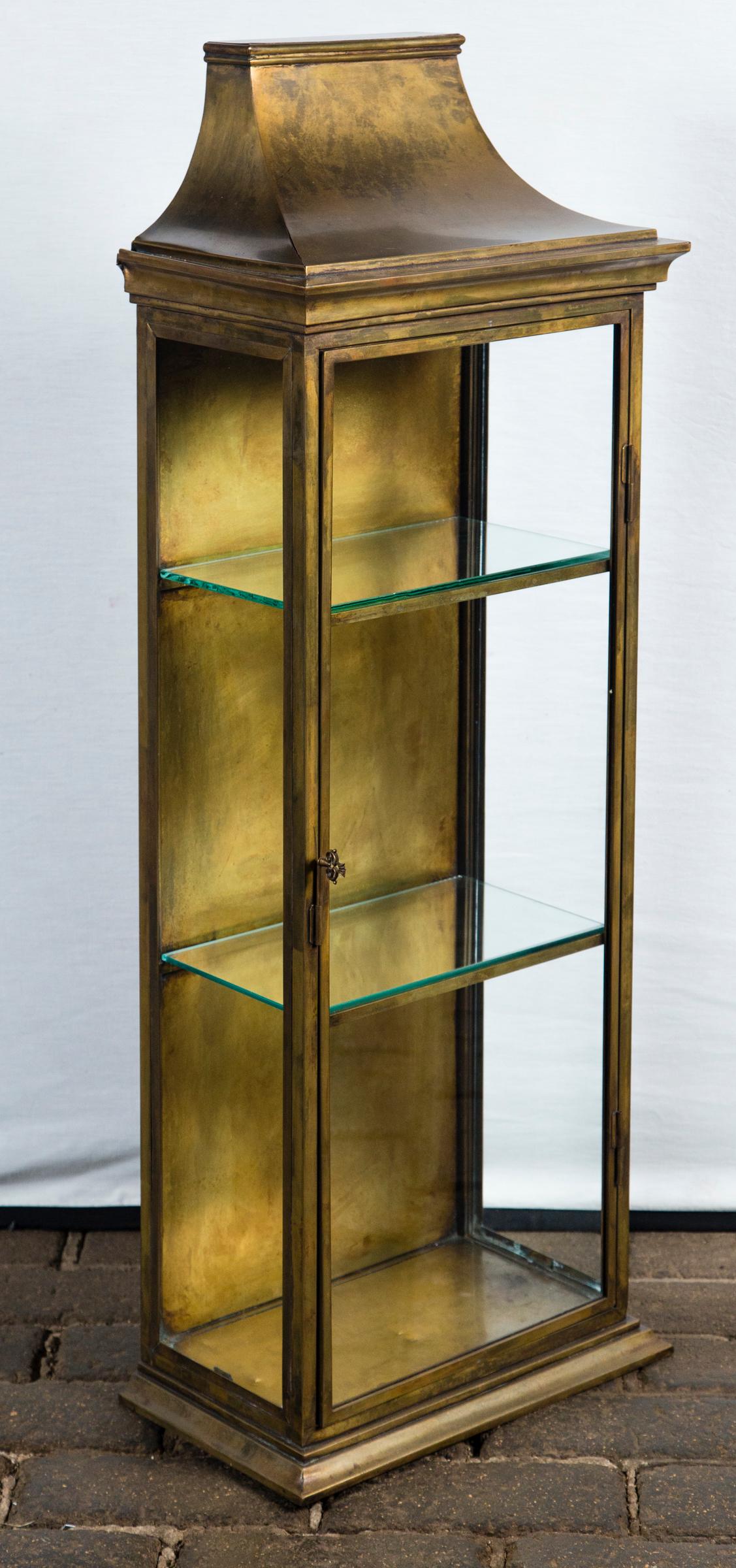 American Pagoda Style Brass Vitrine