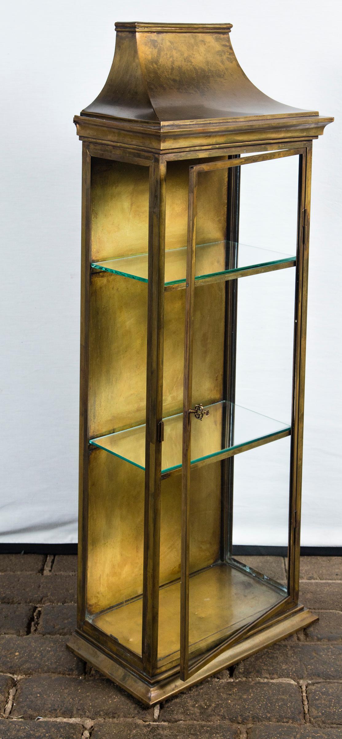 Mid-20th Century Pagoda Style Brass Vitrine