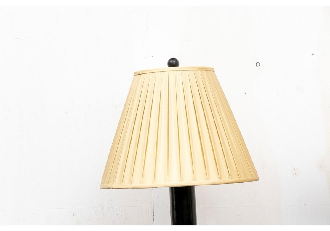 Painted Pair Paint Decorated Ebonized  Floor Lamp Tables For Sale