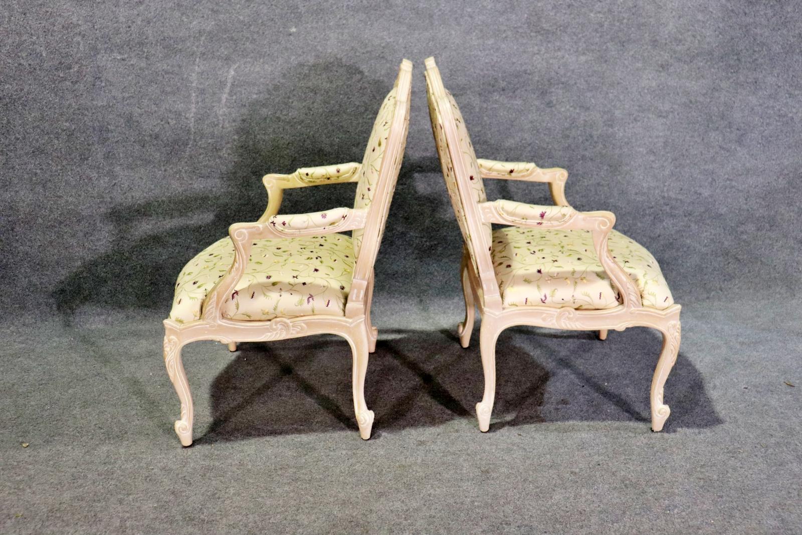 Pair Paint Decorated French Louis XV Style Armchairs For Sale 3