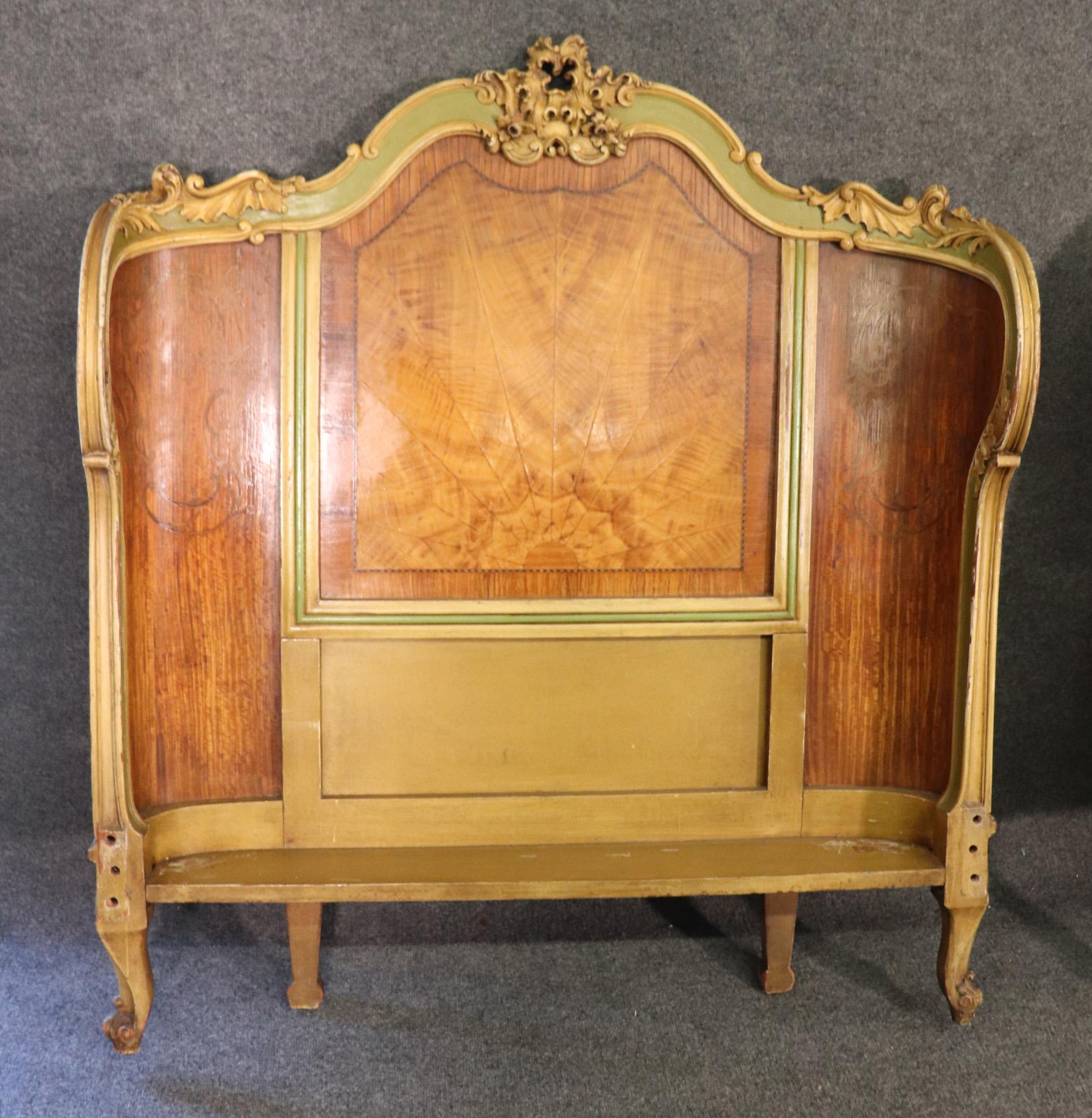 Pair Paint Decorated French Louis XV Style Twin Beds, Circa 1920s 4