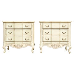 Pair Paint Decorated French Style Serpentine Commodes