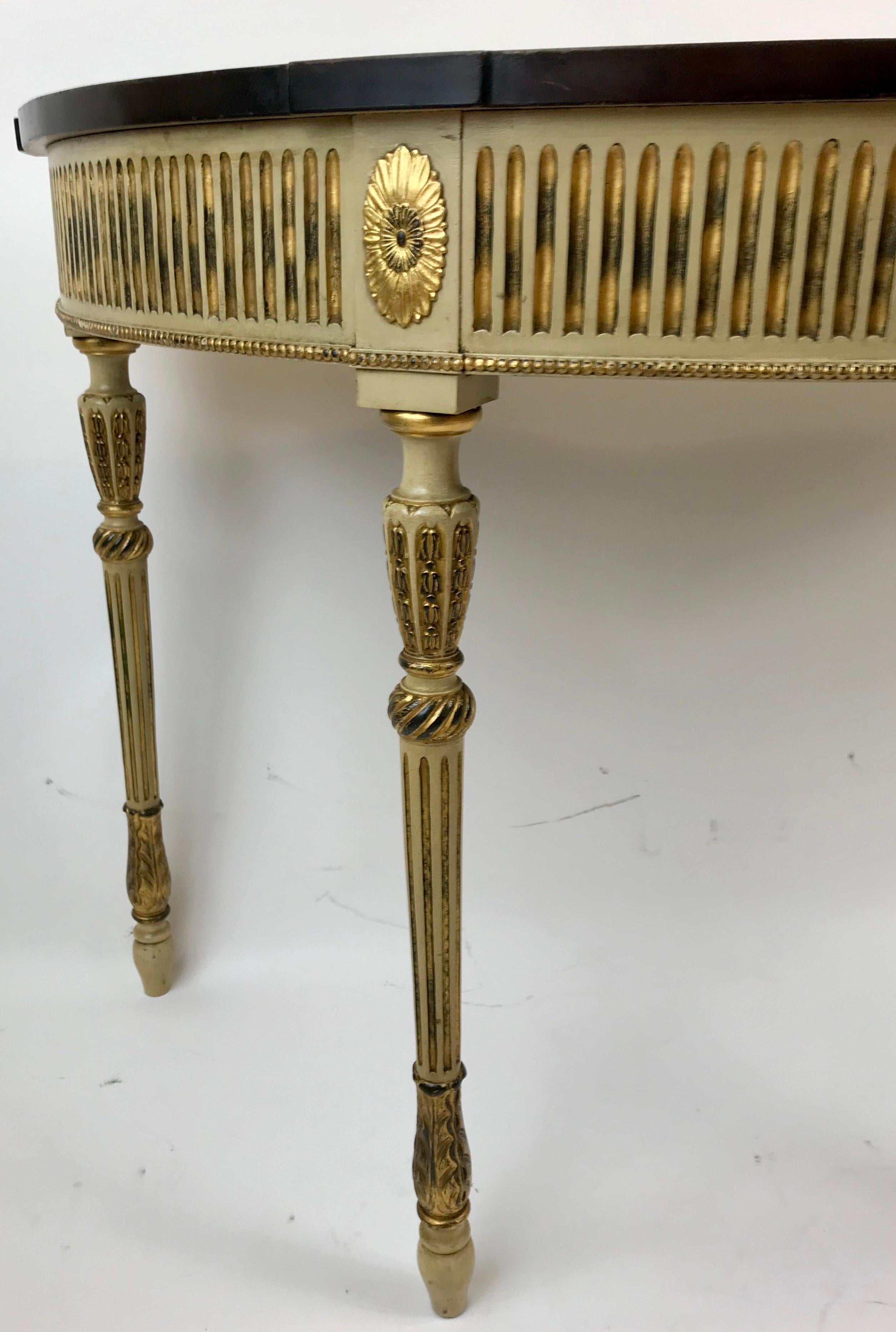 Pair Paint Decorated George III Style Console Tables with Inlay Tops For Sale 4