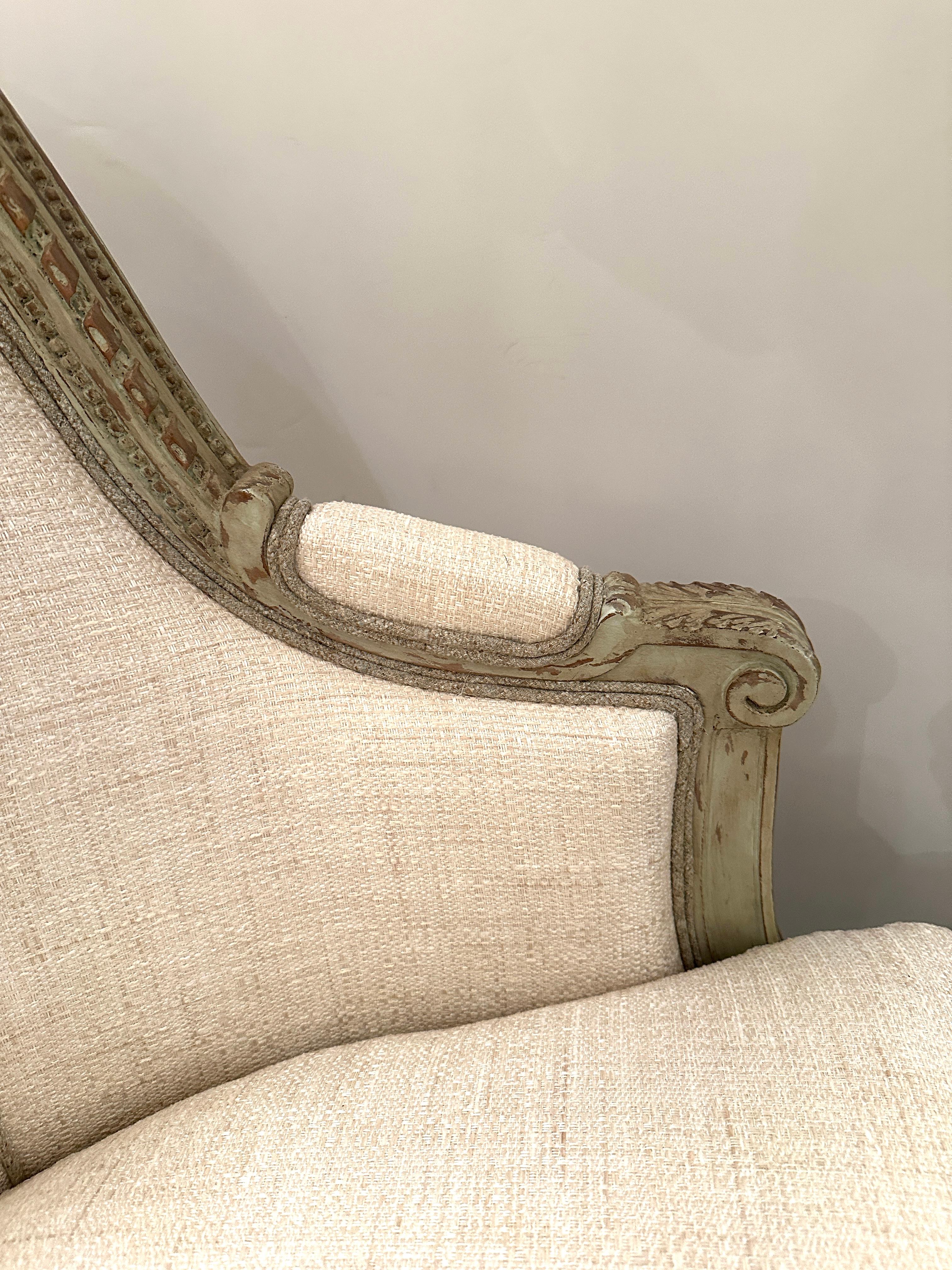 20th Century Pair Painted Bergere Chairs For Sale