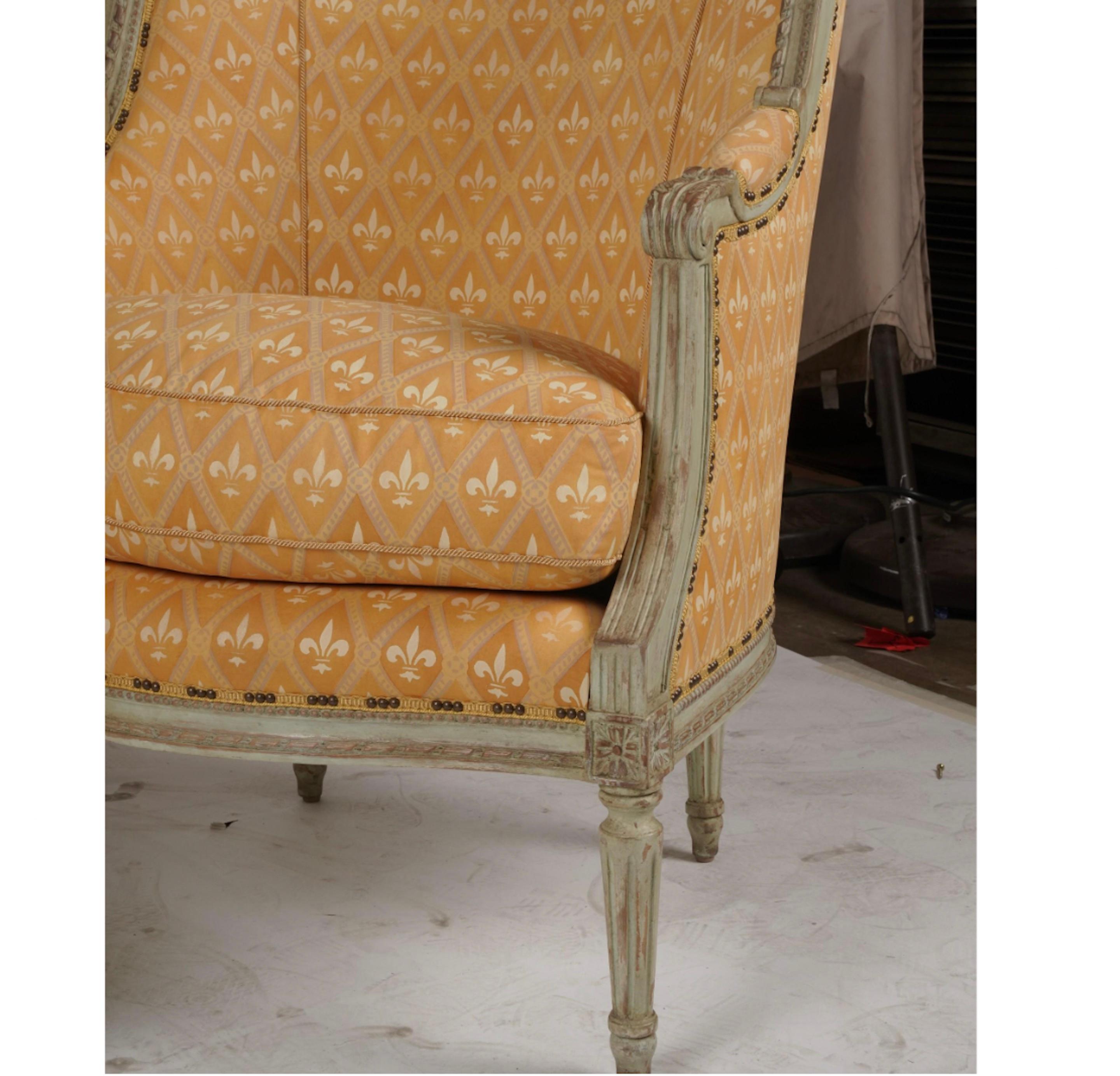 Unknown Pair Painted Bergere Chairs For Sale