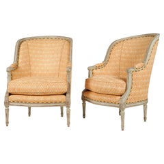 Vintage Pair Painted Bergere Chairs