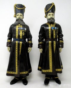 Painted Bronze Figures of the Kamer-Kazaks Pustynnikov and Kudinov Faberge, Pair