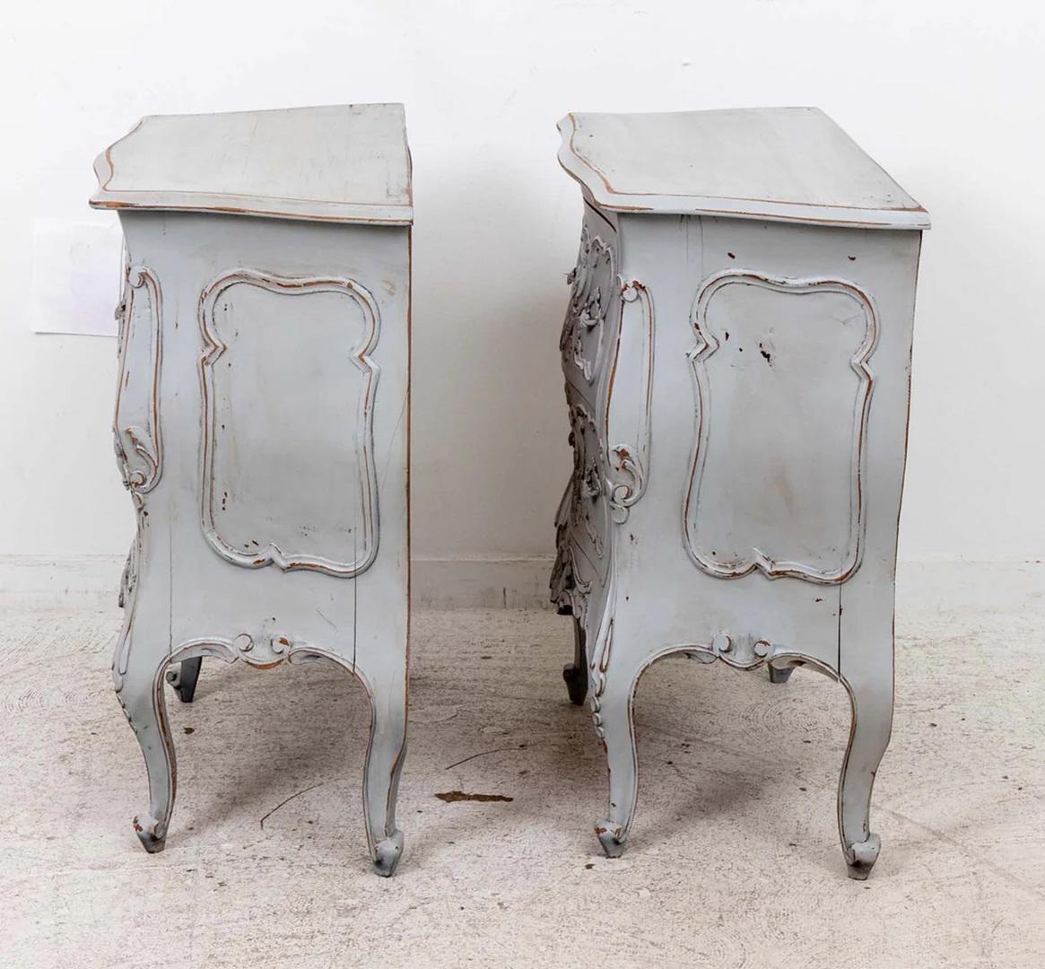 20th Century Pair Painted Distressed End Tables