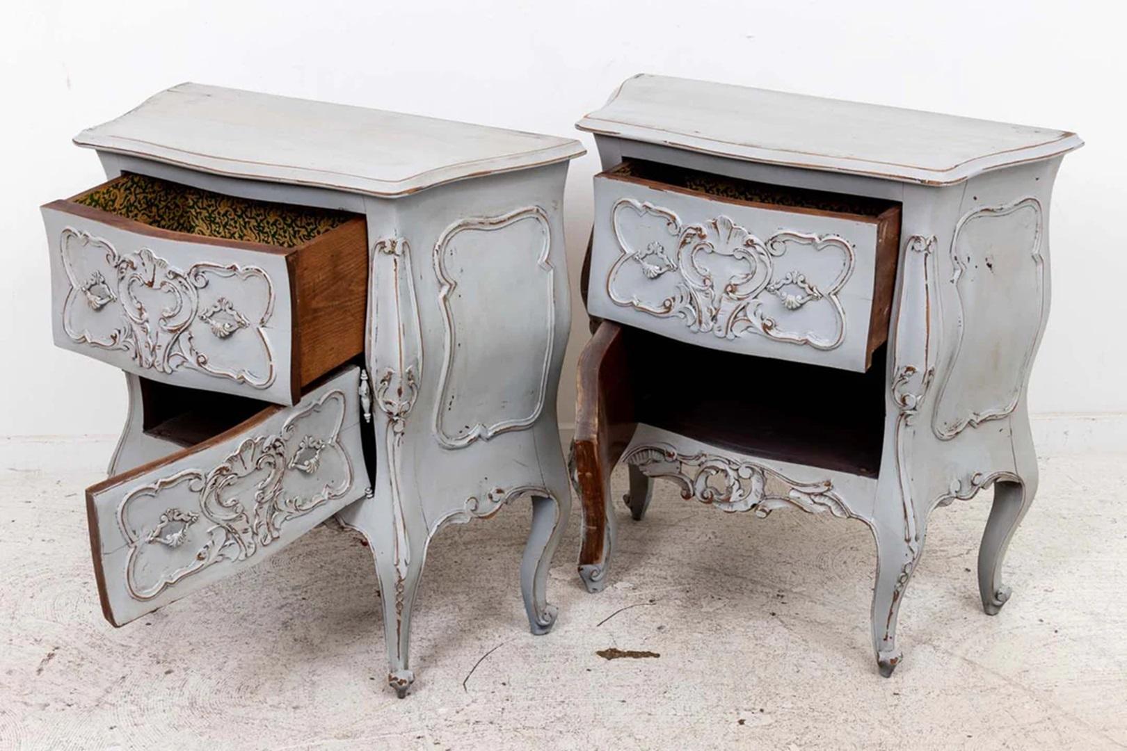 Brass Pair Painted Distressed End Tables