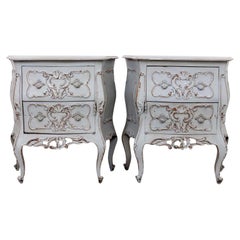 Pair Painted Distressed End Tables