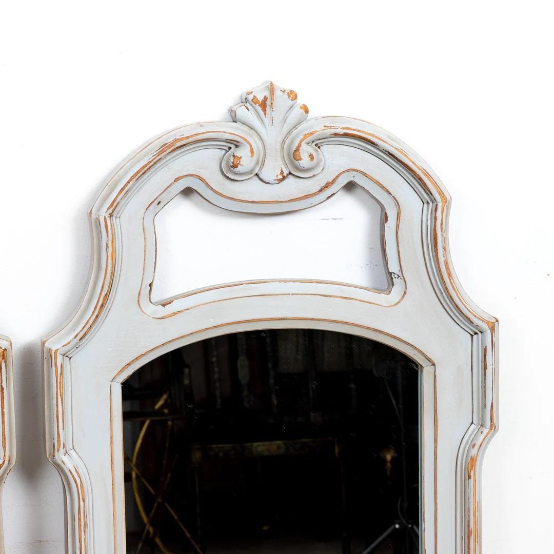 Mid-20th Century Pair Painted Distressed Mirrors