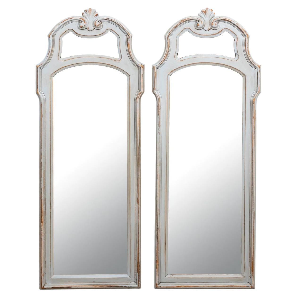 Pair Painted Distressed Mirrors