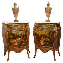 Pair Painted French Cabinets Vernis Martin Commodes