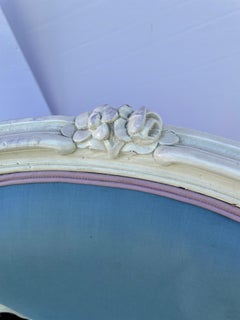 Pair Painted French Louis XV Style Carved Arm Chairs